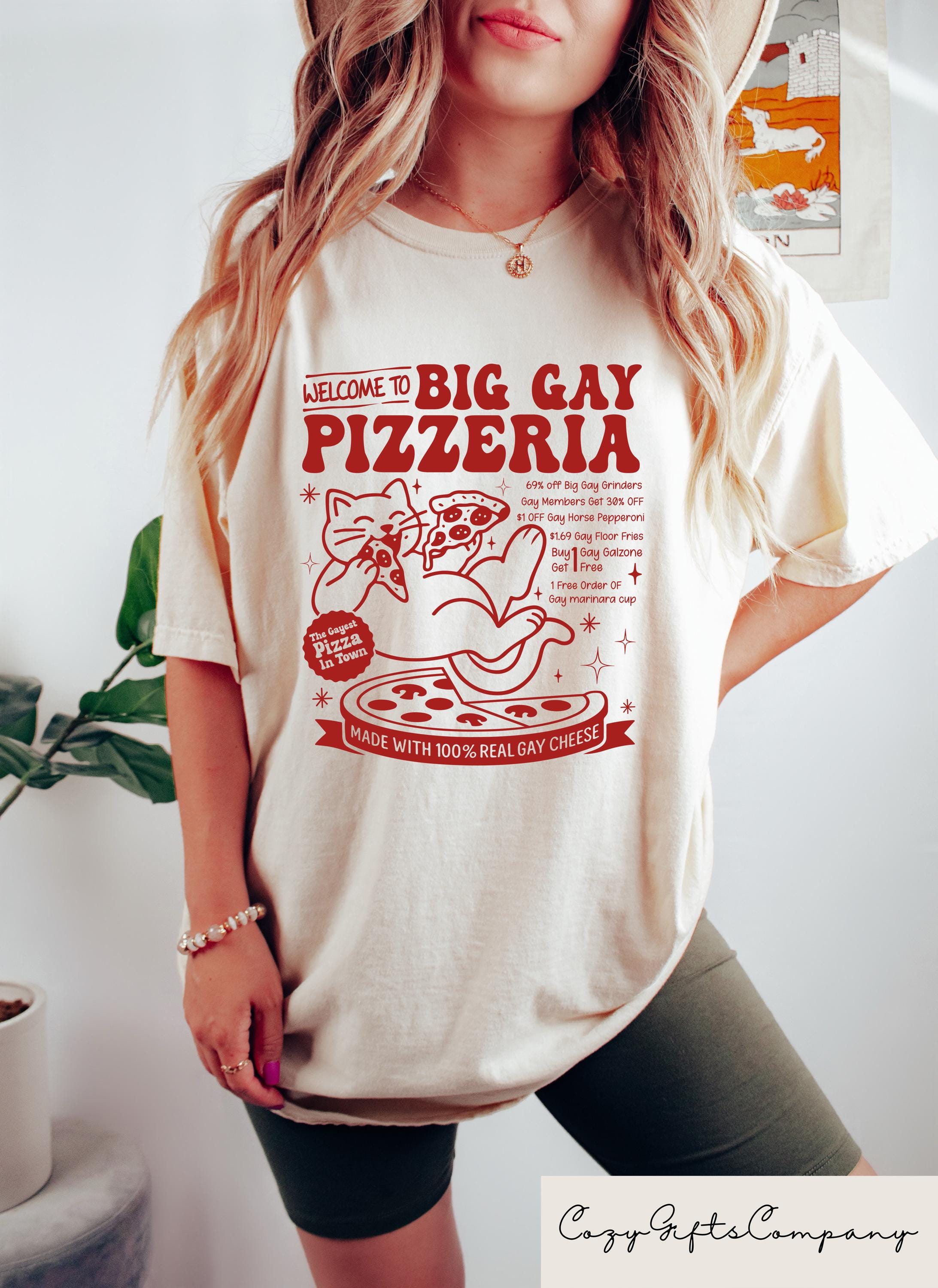Retro Comfort LGBTQ T shirt Big Gay Pizzeria Shirt Pride Month Sweatshirt Gay Rights Gift LGBTQ Ally Crewneck Funny Cat Pride Tee Sweatshirt – Easygoing Wear · Perfect For Daily Wear