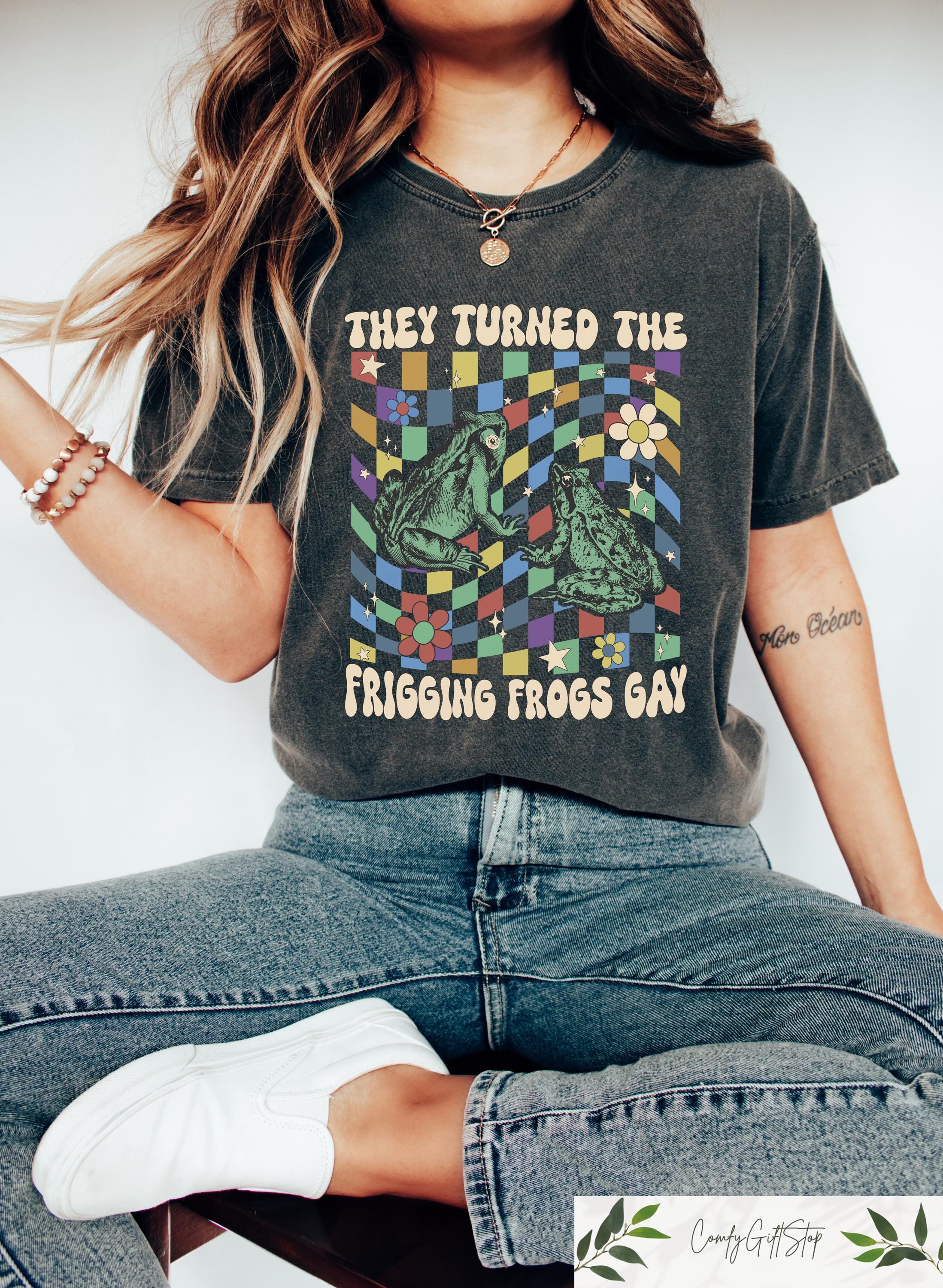 Retro Comfort LGBTQ Shirt Funny Pride Shirt Gay Frogs Sweatshirt LGBTQ Pride Gift They Turned The Frigging Frogs Gay Tee Equality Shirt Sweatshirt – Feel-Good Design · Must-Have Style