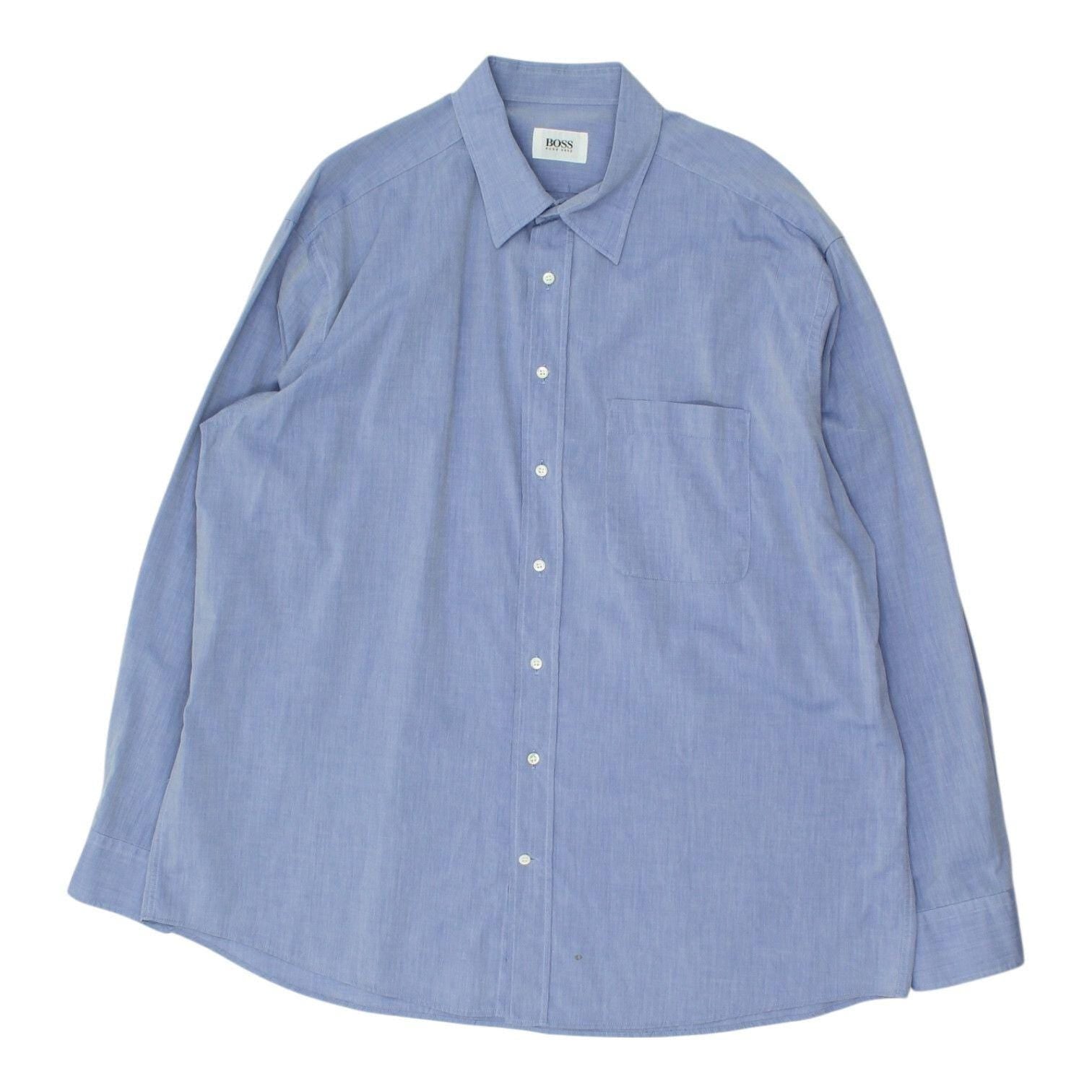 Hugo Boss Mens Shirt Vintage Blue Button Up Collar Designer Formal Collared Graphic Tee – Feel-Good Design · Must-Have Style