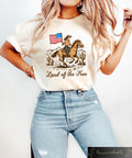 4th Of July Horse Shirt Land Of The Free T shirt Western 4th Of July Gift American Flag Crewneck Patriotic Cowgirl Tee USA Flag Shirt Graphic Tee – Fan Favorite · High-Quality Print