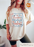 Patriotic Subtle FDT T shirt Coquette Bow 4th Of July Shirt Patriotic Women Gift Freedom Democracy Truth Tee Activist American Crewneck Graphic Tee – Soft Feel · Must-Have Style