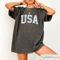 Retro Comfort USA T shirt Fourth Of July Shirt Patriotic Mom Crewneck Independence Day Gift Red White And Blue Shirt American Stars Tee Graphic Tee – Aesthetic Look · Top Pick For Any Outfit