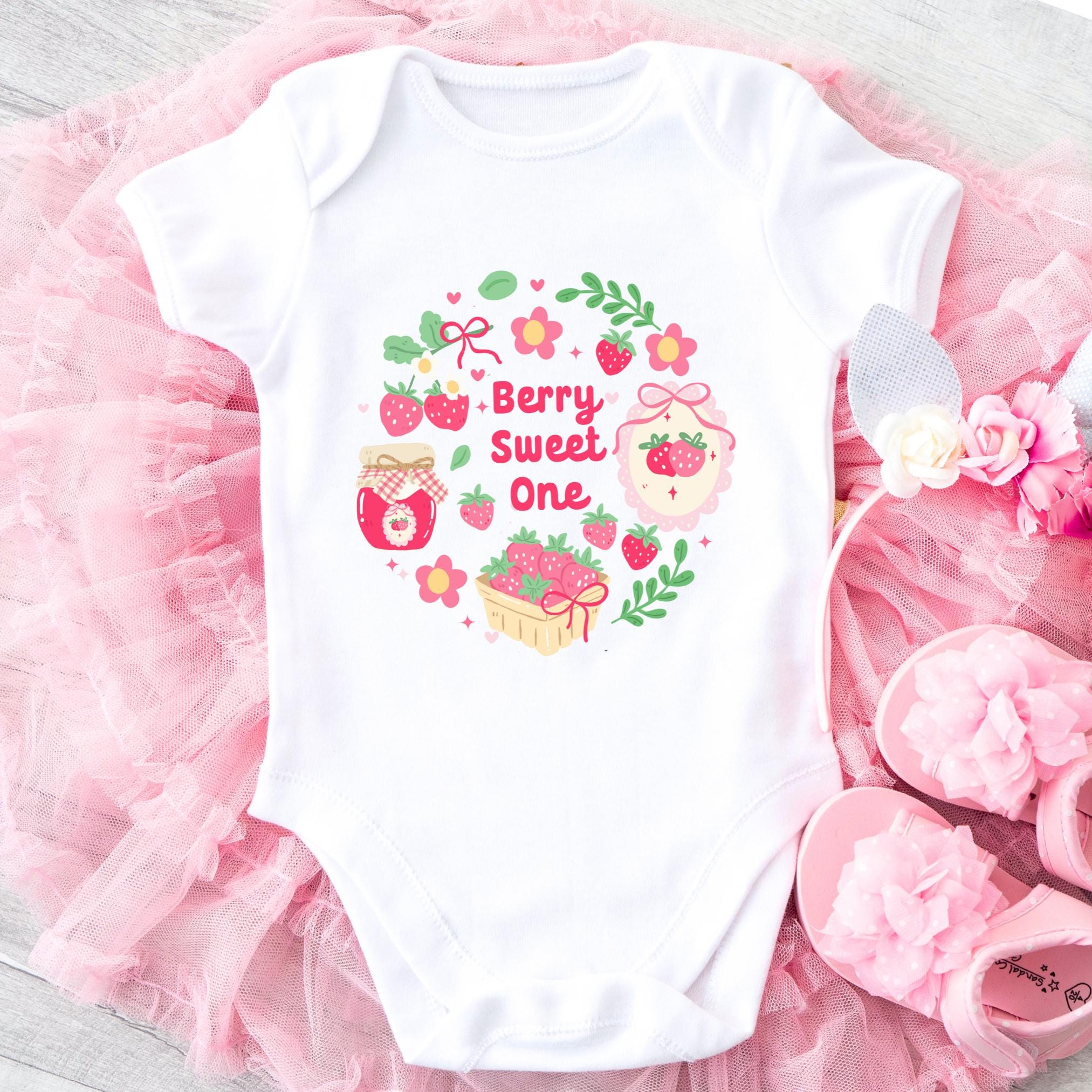 Berry Sweet One Birthday Bodysuit Strawberry Birthday Baby Bodysuit Strawberry Baby Shirt Strawberry Bodysuit Baby Strawberry Shirt Toddler Graphic Tee – Easygoing Wear · Must-Have Style