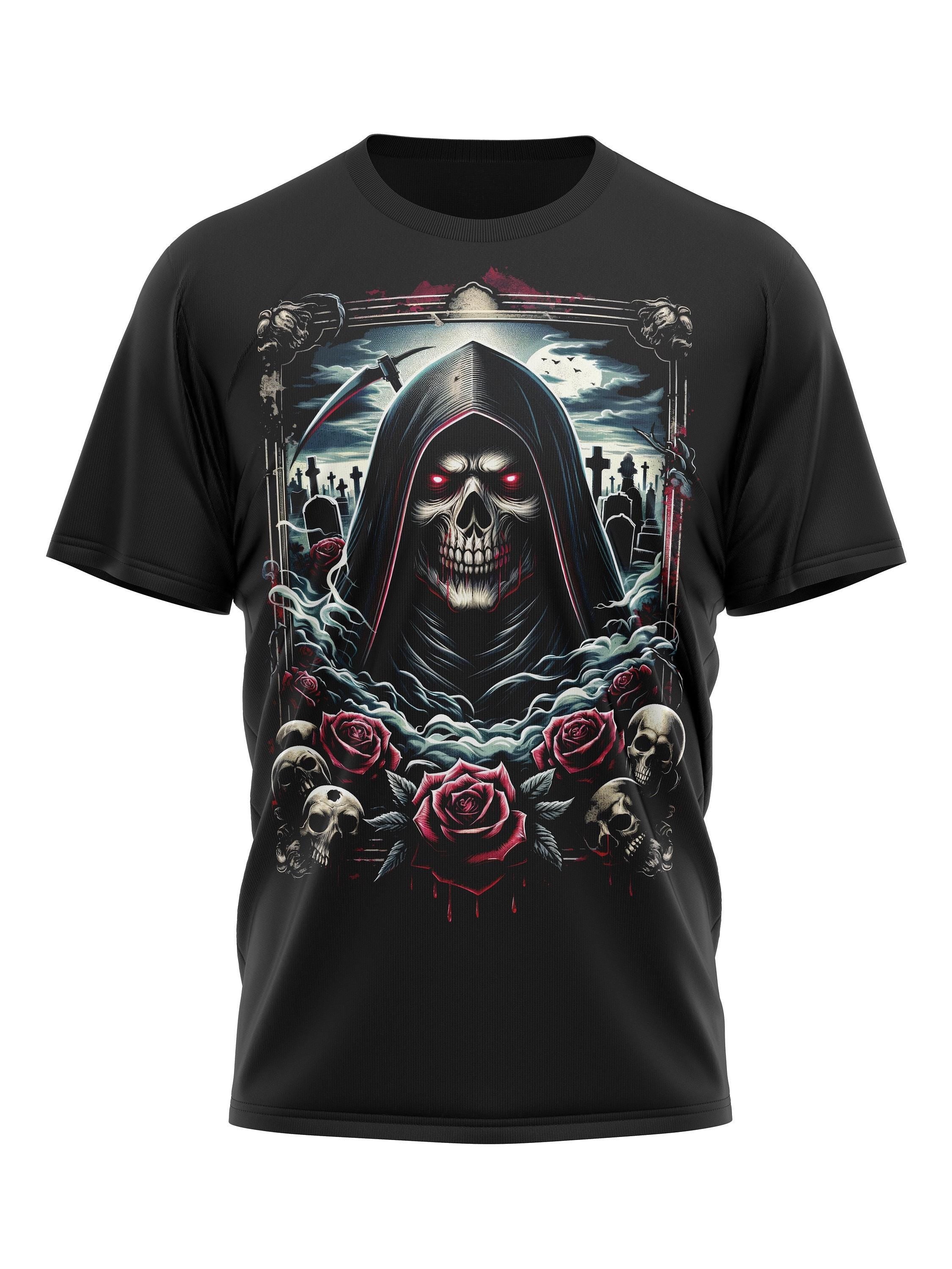 Grim Reaper Mens T Shirt Death Metal Grunge Gothic Norse Graphic Tee – Aesthetic Look · High-Quality Print