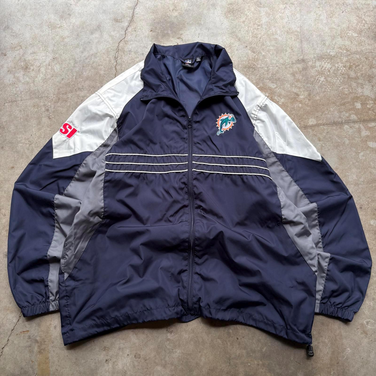 Vintage Y2K Miami Dolphins NFL Football Windbreaker Jacket Graphic Tee – Warm & Stylish · Great Gift For Fans