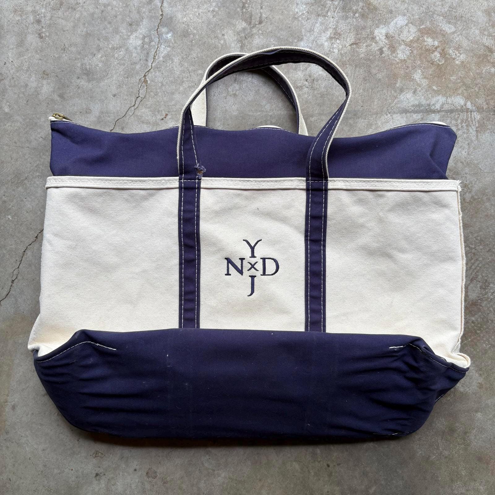 Vintage Large LL Bean Boat And Tote Navy Zipper Canvas Bag Tote Bag – Premium Graphic · Trending Graphic Apparel