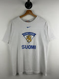 Vintage Nike Bauer Finland Hockey Middle Swoosh White Tee Size M Graphic Tee – Premium Graphic · High-Quality Print