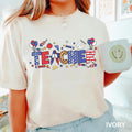 Patriotic Teacher Shirt USA Crayon Leopard Star Shirt 4th of July Teacher Gift Red White Blue Teacher Graphic Tee Back to School Shirt Graphic Tee – Premium Graphic · High-Quality Print