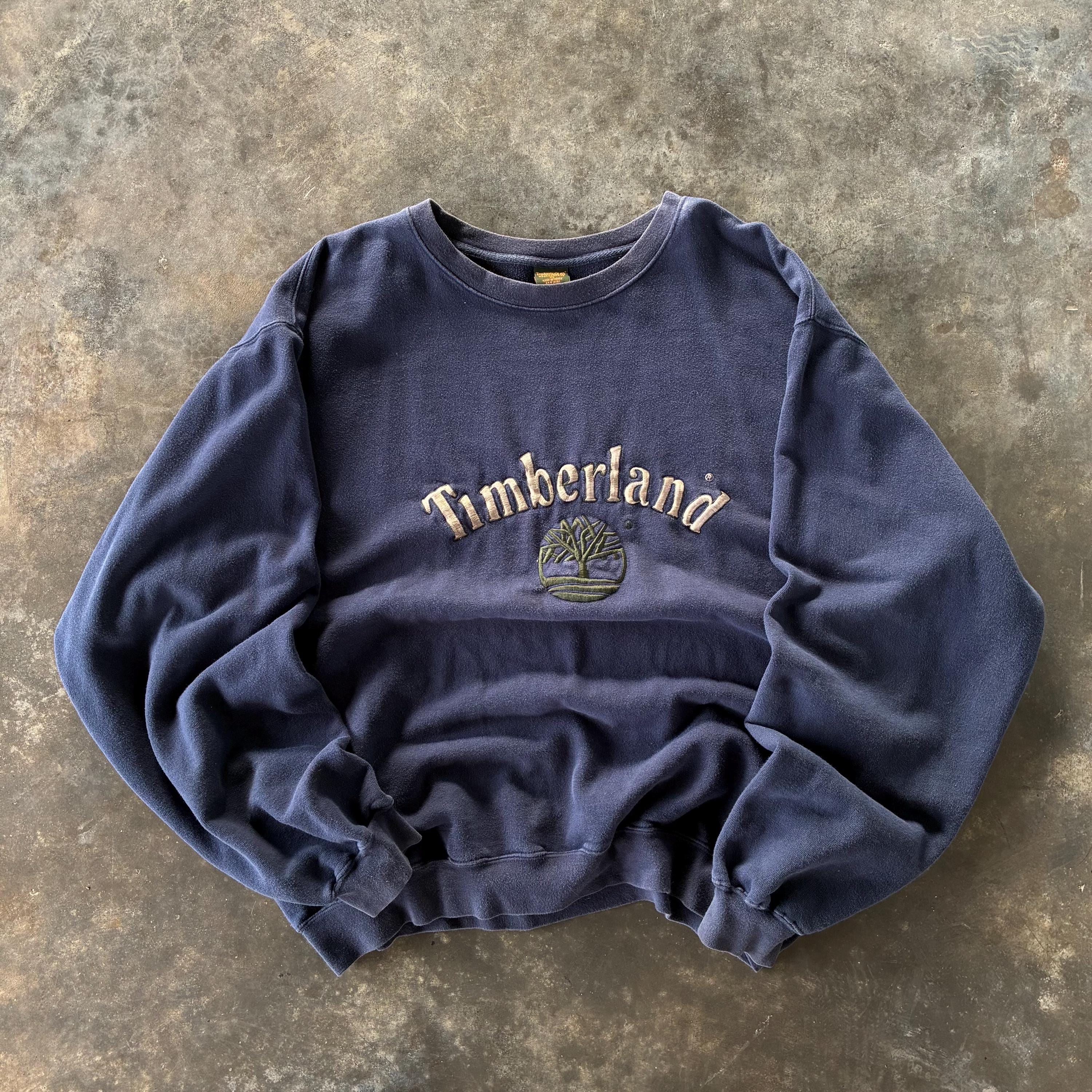 Vintage Timberland Tag Timberland Spellout Big Logo Embroidered Crewneck Pullover Sweater Vintage Timberland Colour BlueBlack Size X Large Graphic Tee – Premium Graphic · Trending Graphic Apparel