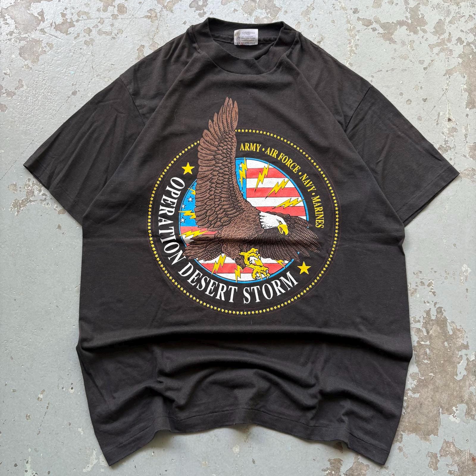 Vintage 90s Operation Desert Storm Lightning Military Shirt Graphic Tee – Feel-Good Design · Must-Have Style