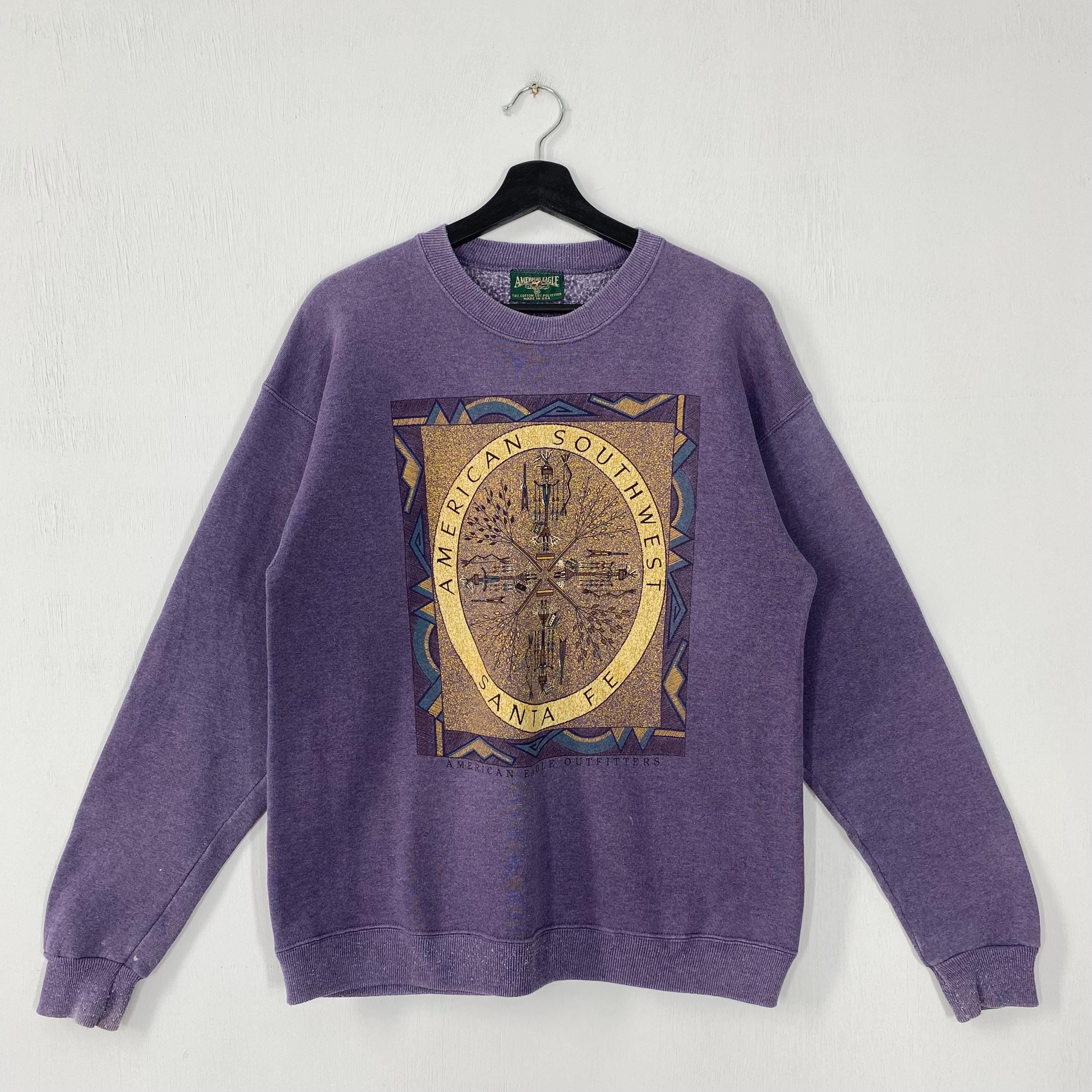 Vintage 90s Santa Fe Sweatshirt American Southwest Crewneck Santa Fe Sweater Pullover American Eagle Outfitters Print Logo Purple Medium Sweatshirt – Feel-Good Design · Trending Graphic Apparel