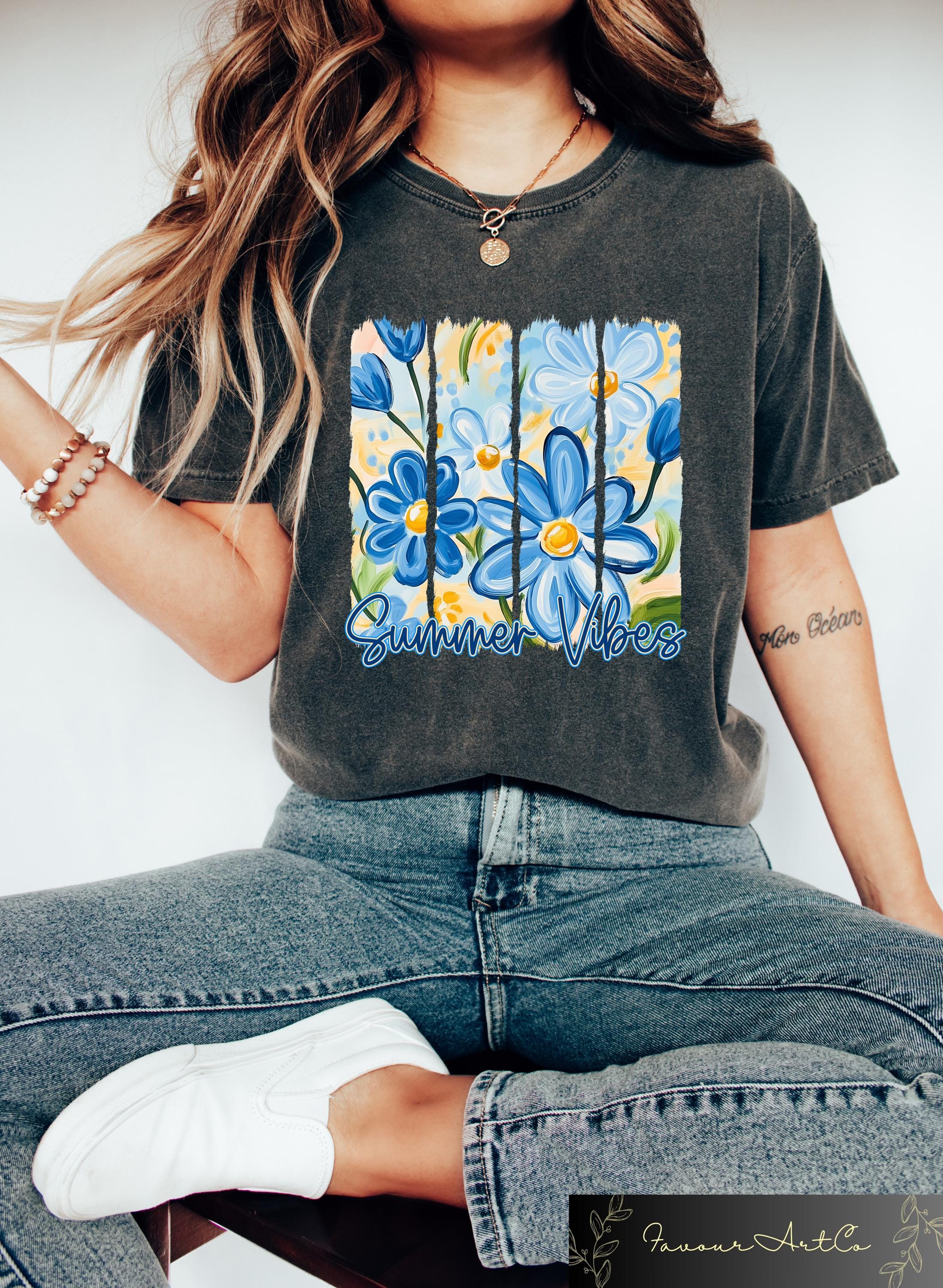 Summer Flowers Shirt Summer Vibes T shirt Floral Summer Beach Tee Summer Holiday Gift Trendy Girls Vacation Crewneck Graphic Tee – Easygoing Wear · Perfect For Daily Wear
