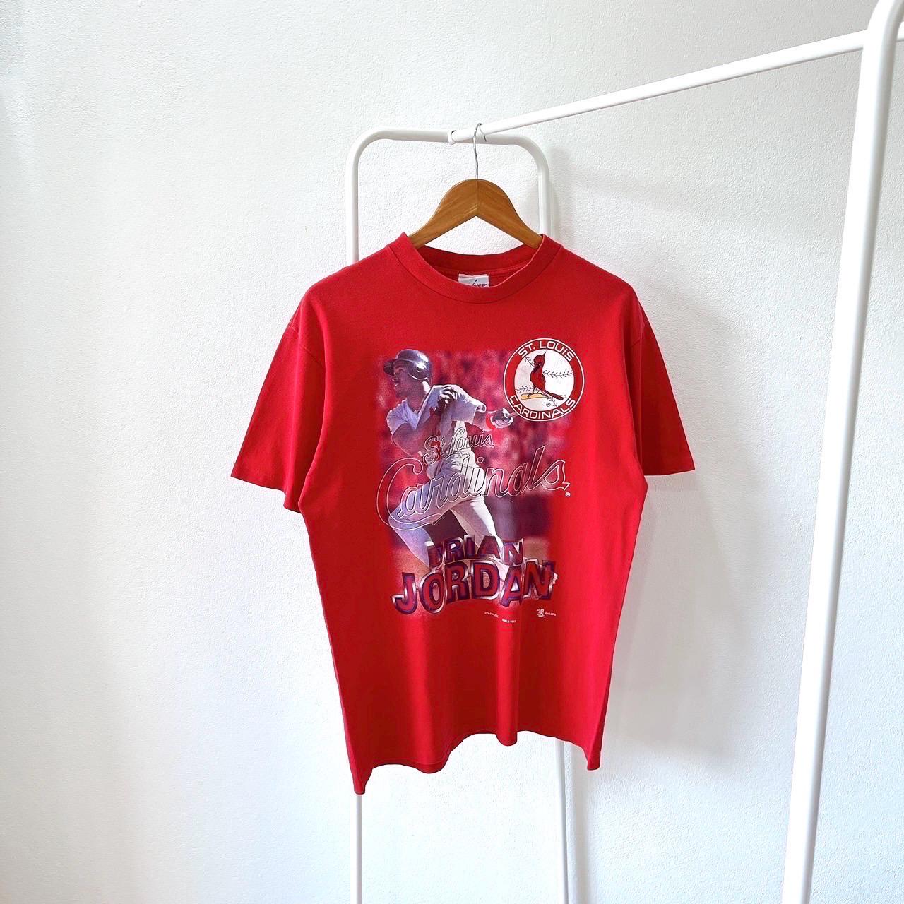 Vintage 90s St Louis Cardinals MLB 1997 Brian Jordan player vintage Joy athletic made in USA red t shirt L Graphic Tee – Easygoing Wear · High-Quality Print