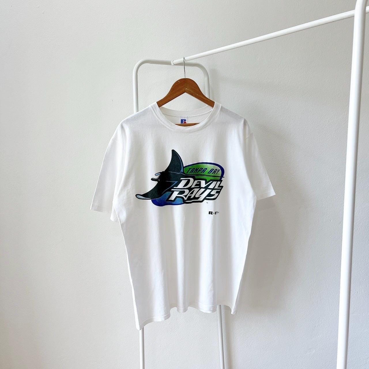 Vintage 90s Tampa bay Devil Rays 1995 baseball vintage Russell made in USA white t shirt L Graphic Tee – Cozy Vibes · Perfect For Daily Wear