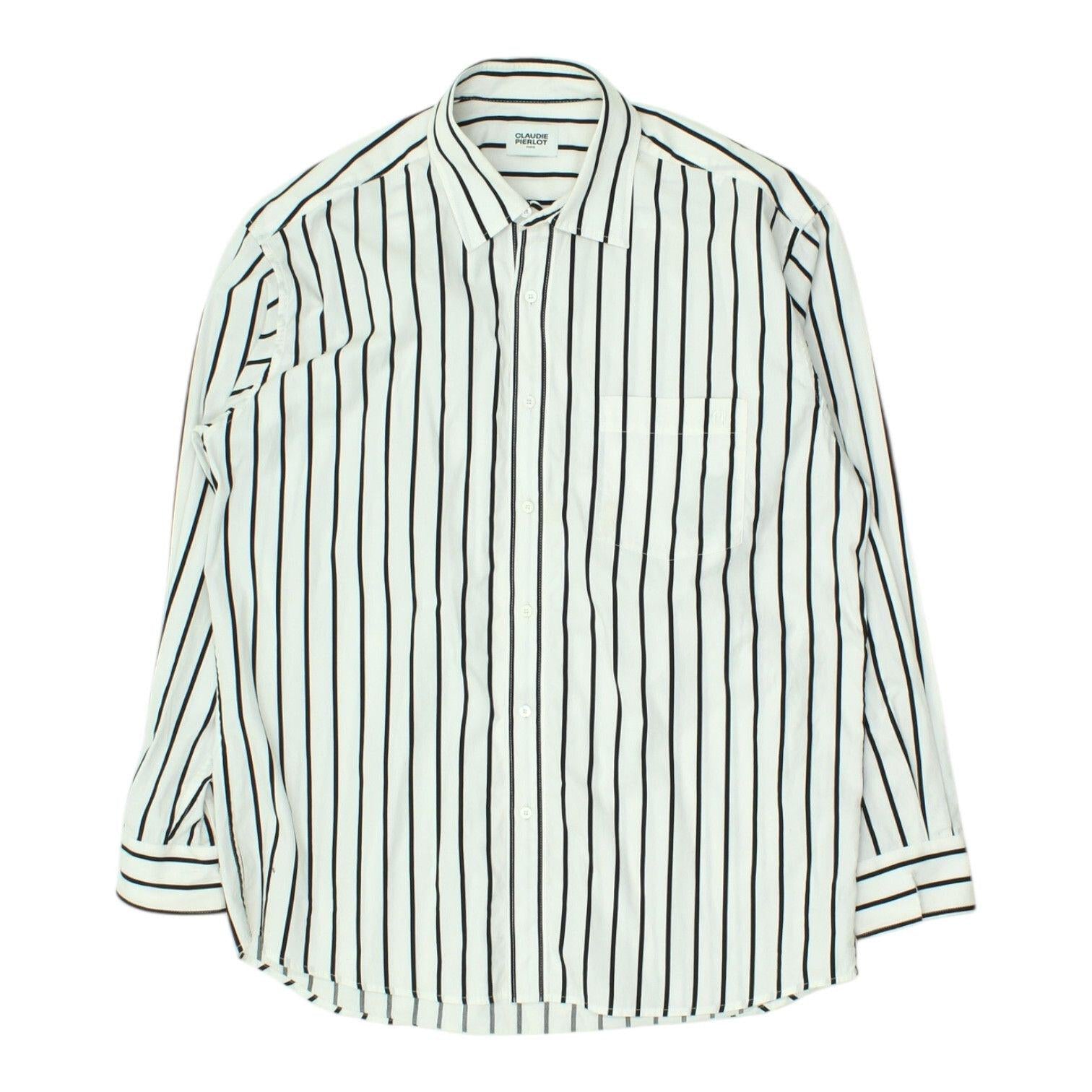 Claudie Pierlot Mens Shirt Vintage Button Up White Striped Designer Formal Graphic Tee – Warm & Stylish · Perfect For Daily Wear