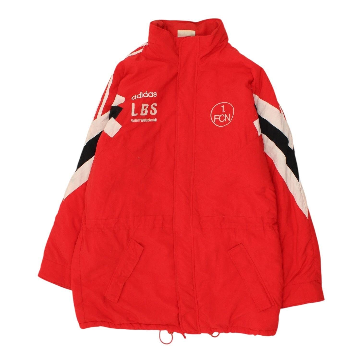 FC Nurnburg Bench Coat Vintage Adidas Mens Quilted Red German Football Jacket Graphic Tee – Easygoing Wear · Trending Graphic Apparel