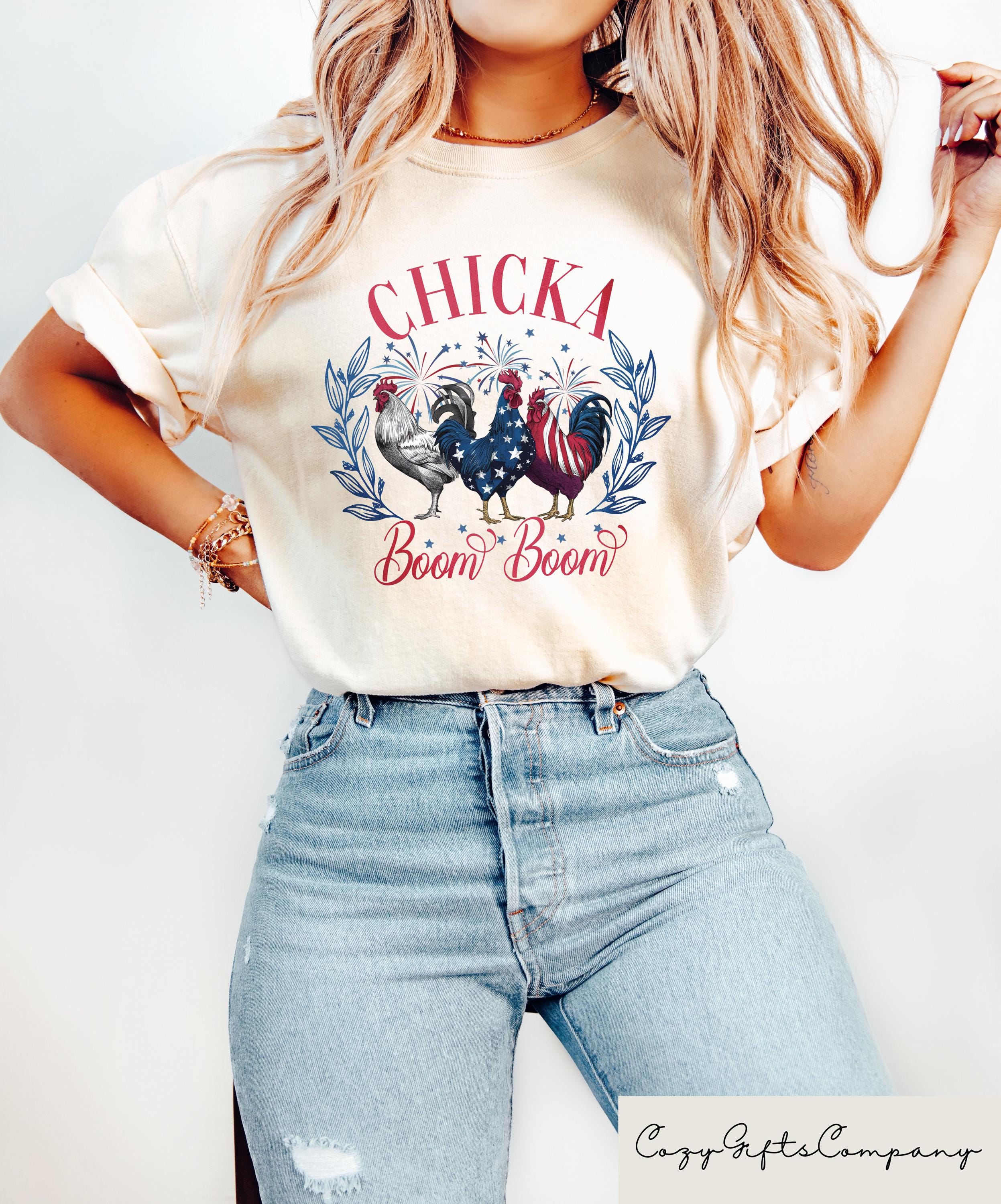 Chicka Boom Boom Shirt Patriotic Rooster T shirt Funny Farmer 4th Of July Crewneck American Farmer Gift Country Humor Shirt Chicken Tee Graphic Tee – Soft Feel · Trending Graphic Apparel