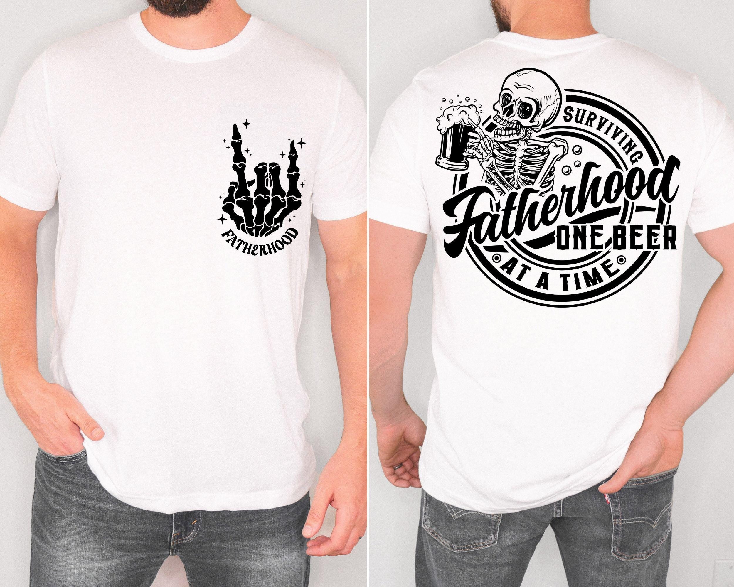 Fatherhood Front And Back Shirt Surviving Fatherhood One Beer At A Time Funny Father Tee Drinking Husband Fathers Day Gift Gift for Dad Graphic Tee – Aesthetic Look · Must-Have Style