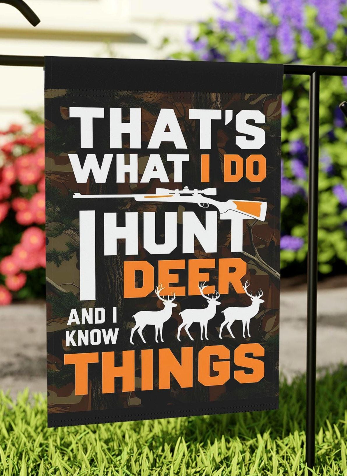 Deer Hunting Garden Banner Rustic Home Decor Deer Hunter Gift Garden Flag for Hunters Hunting Season Decor Novelty Hunting Gift Graphic Tee – Premium Graphic · Perfect For Daily Wear