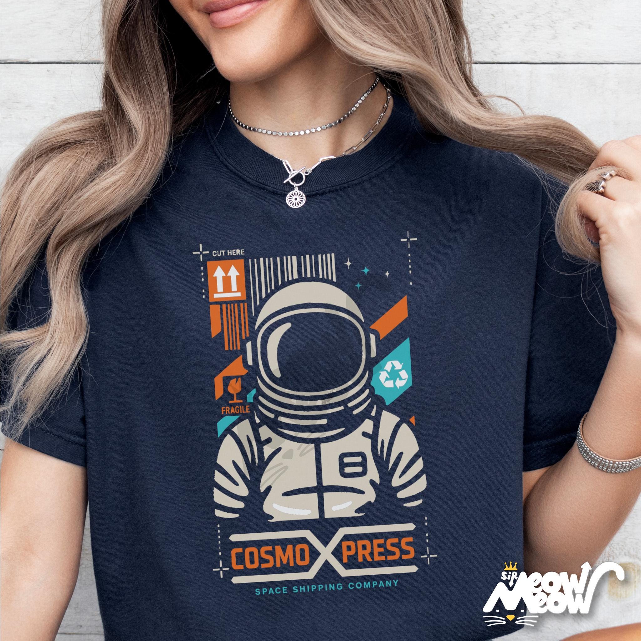 Astronaut T Shirt Space Shipping Graphic Tee Retro Sci Fi Astronaut Shirt Streetwear Space Tee CosmoXPress Design Graphic Tee – Feel-Good Design · High-Quality Print