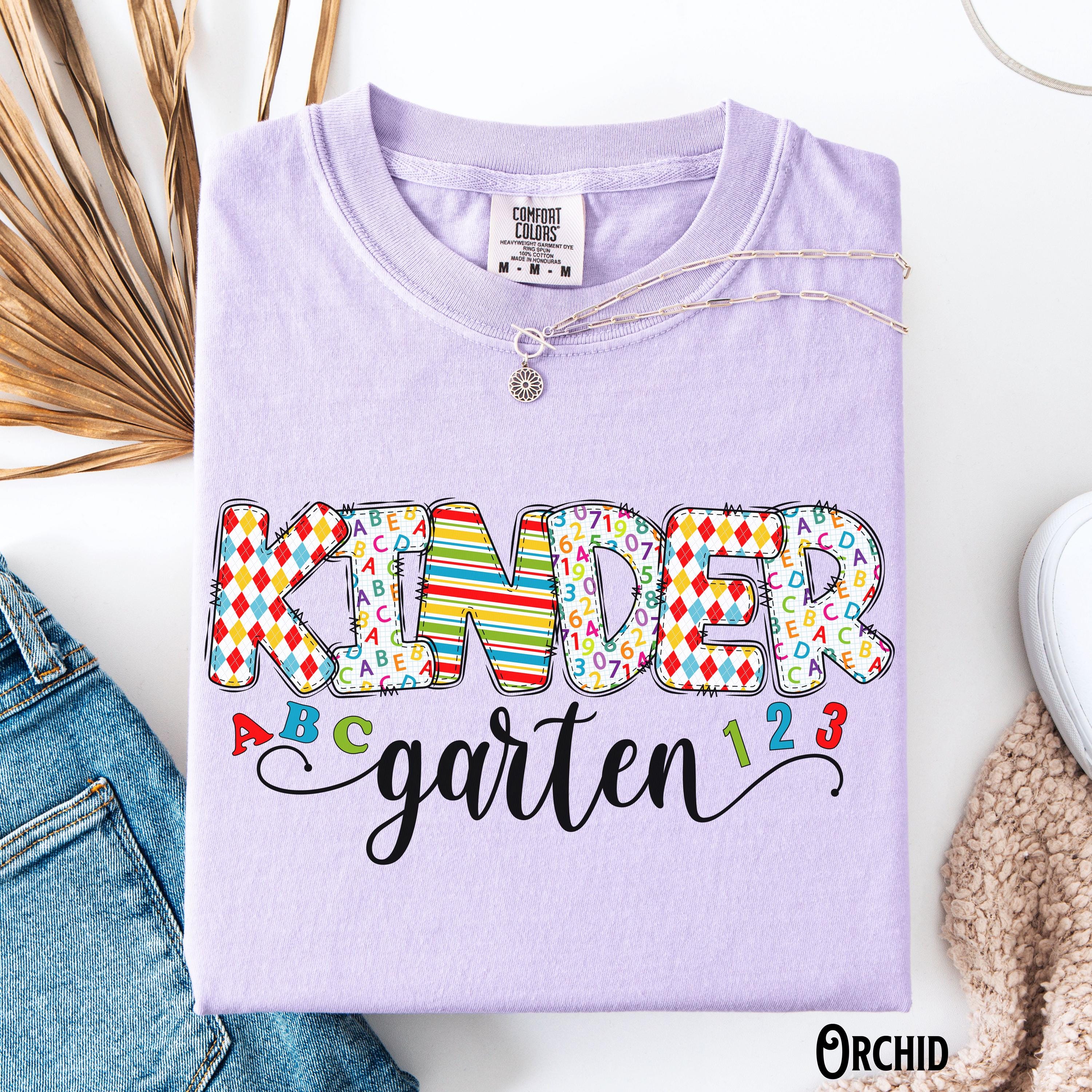 Kindergarten Teacher Shirt Teacher Tee Kindergarten T Shirt Back To School Doodle Whimsical Tshirt ABC39s Teacher Gift Graphic Tee – Warm & Stylish · Perfect For Daily Wear