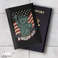 A Meow ica Passport Cover RFID Blocking Cat Statue of Liberty Holder Black Faux Leather Travel Wallet Funny 4th of July Gift Graphic Tee – Bold Style · Trending Graphic Apparel