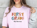 Custom 1st Grade Teacher Shirt Personalized Tee Teacher Name Back to School Teacher Gift First Grade Teacher Team Shirts Graphic Tee – Premium Graphic · High-Quality Print