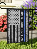 Garden Flag Thin Blue Line Police Support Banner Law Enforcement Yard Art Back the Blue Garden Flag Housewarming First Responder Gift Graphic Tee – Soft Feel · High-Quality Print