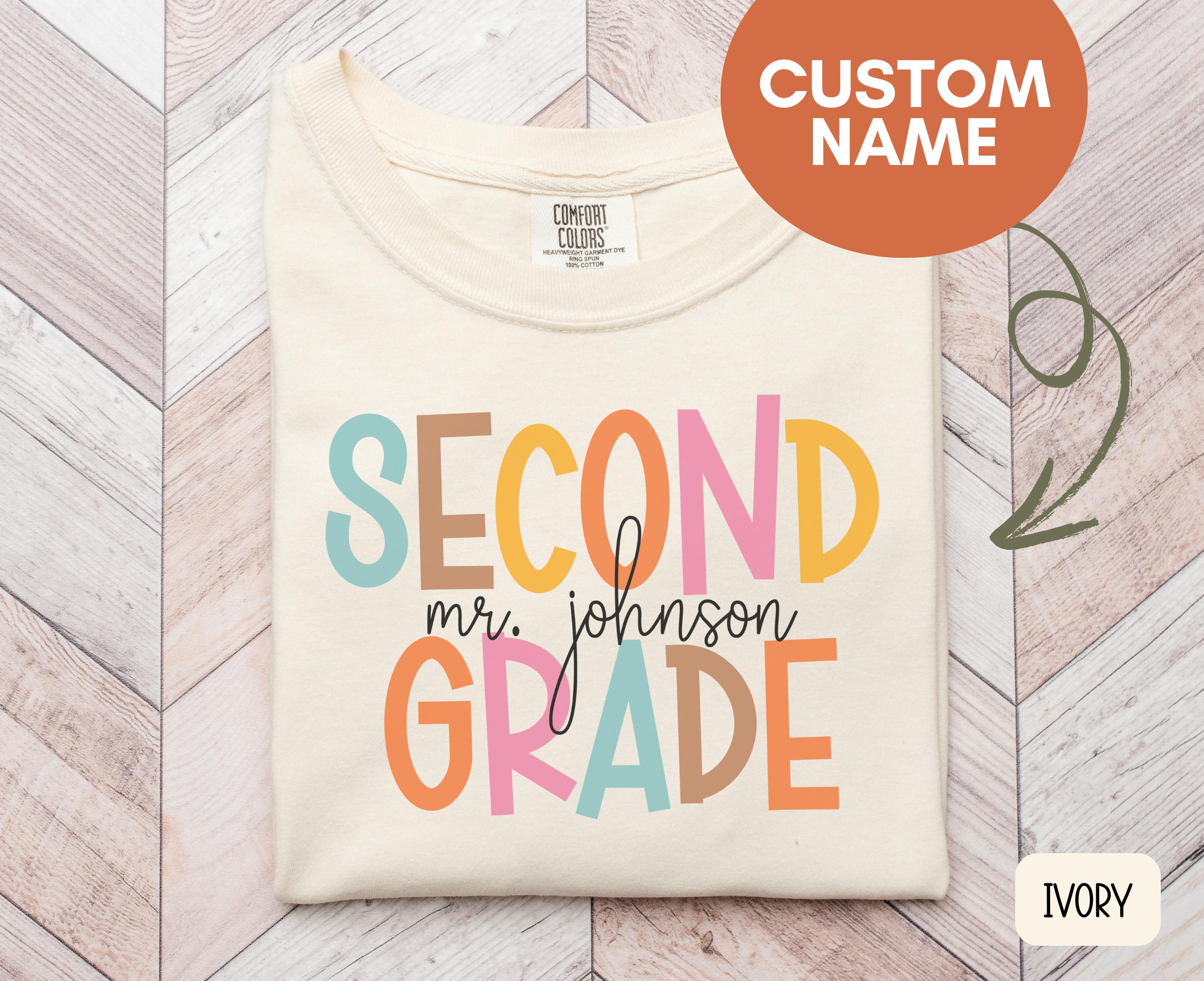Custom 2nd Grade Teacher Shirt Personalized Second Grade Teacher Tee Back to School Gift Customizable Teacher Name Shirt Graphic Tee – Bold Style · Must-Have Style