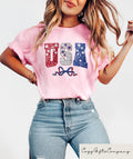 Retro Comfort 4th Of July T shirt Coquette USA Shirt Red White And Blue Crewneck Women39s 4th Of July Gift Land Of The Free Shirt Graphic Tee – Aesthetic Look · Trending Graphic Apparel