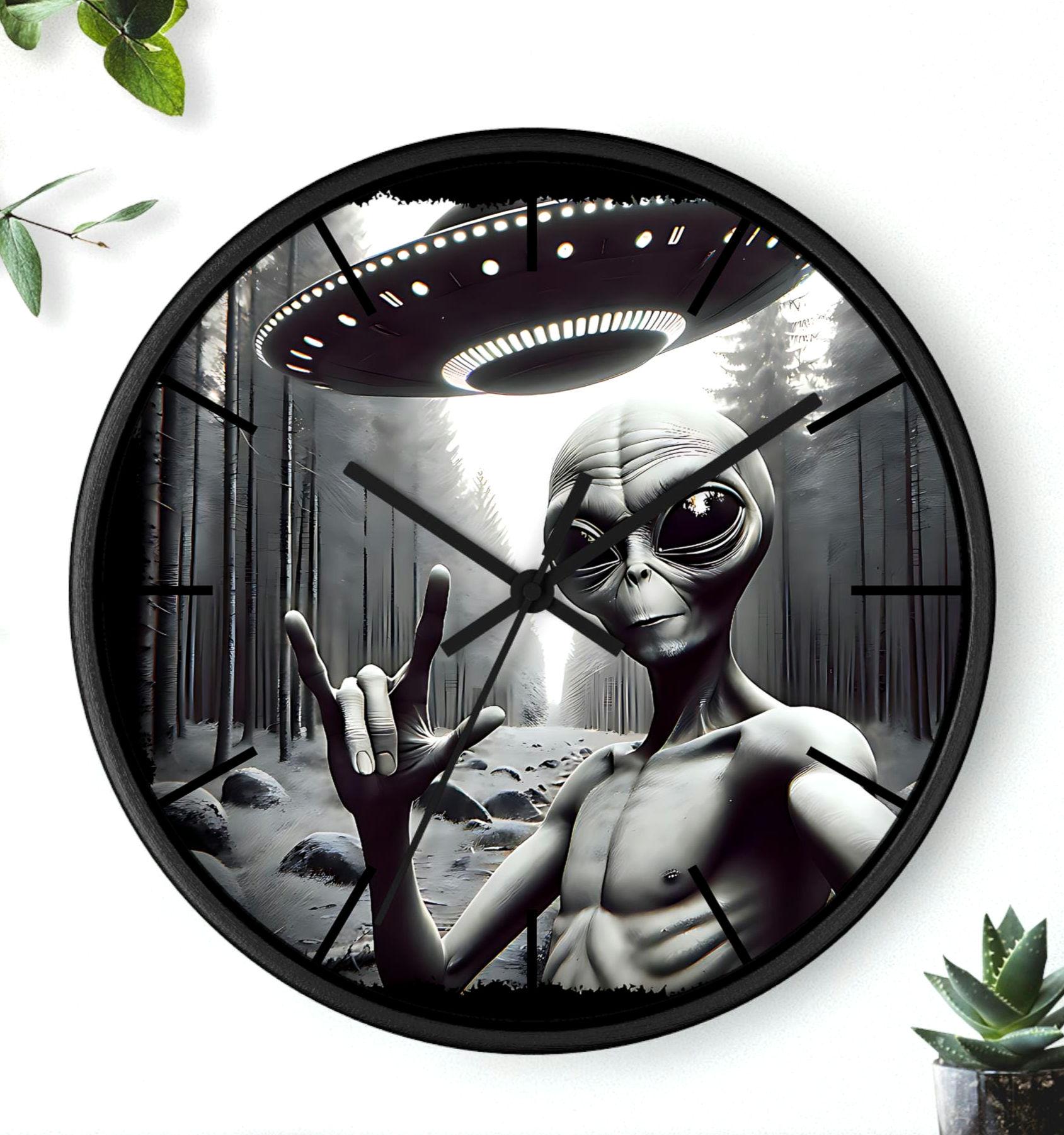Alien Abduction Wall Clock Sci Fi Fun Home Decor UFO Theme Gift Sci Fi Enthusiast Decor Unique Wall Art Novelty Housewarming Gift Graphic Tee – Aesthetic Look · Must-Have Style