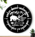 Mountain Wall Clock Smoky Mountains Decor Tennessee Carolina Rustic Cabin Decor Wilderness Theme Clock Adventure Clock Housewarming Graphic Tee – Warm & Stylish · Great Gift For Fans