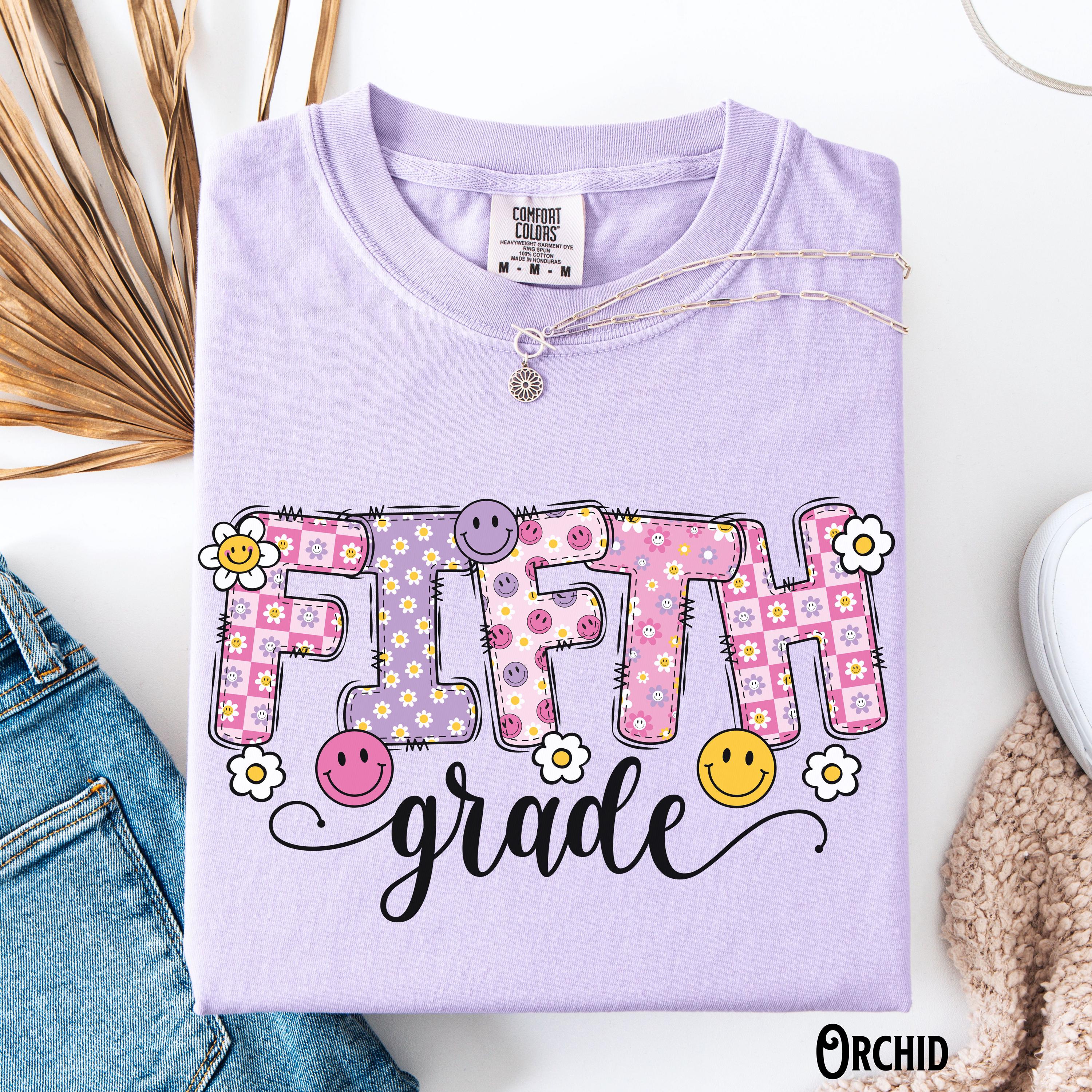 Fifth Grade Teacher Shirt Teach Tee 5th Grade T Shirt Back to School Happy Face Flower Appreciation Gift for Teacher Graphic Tee – Everyday Comfort · Great Gift For Fans
