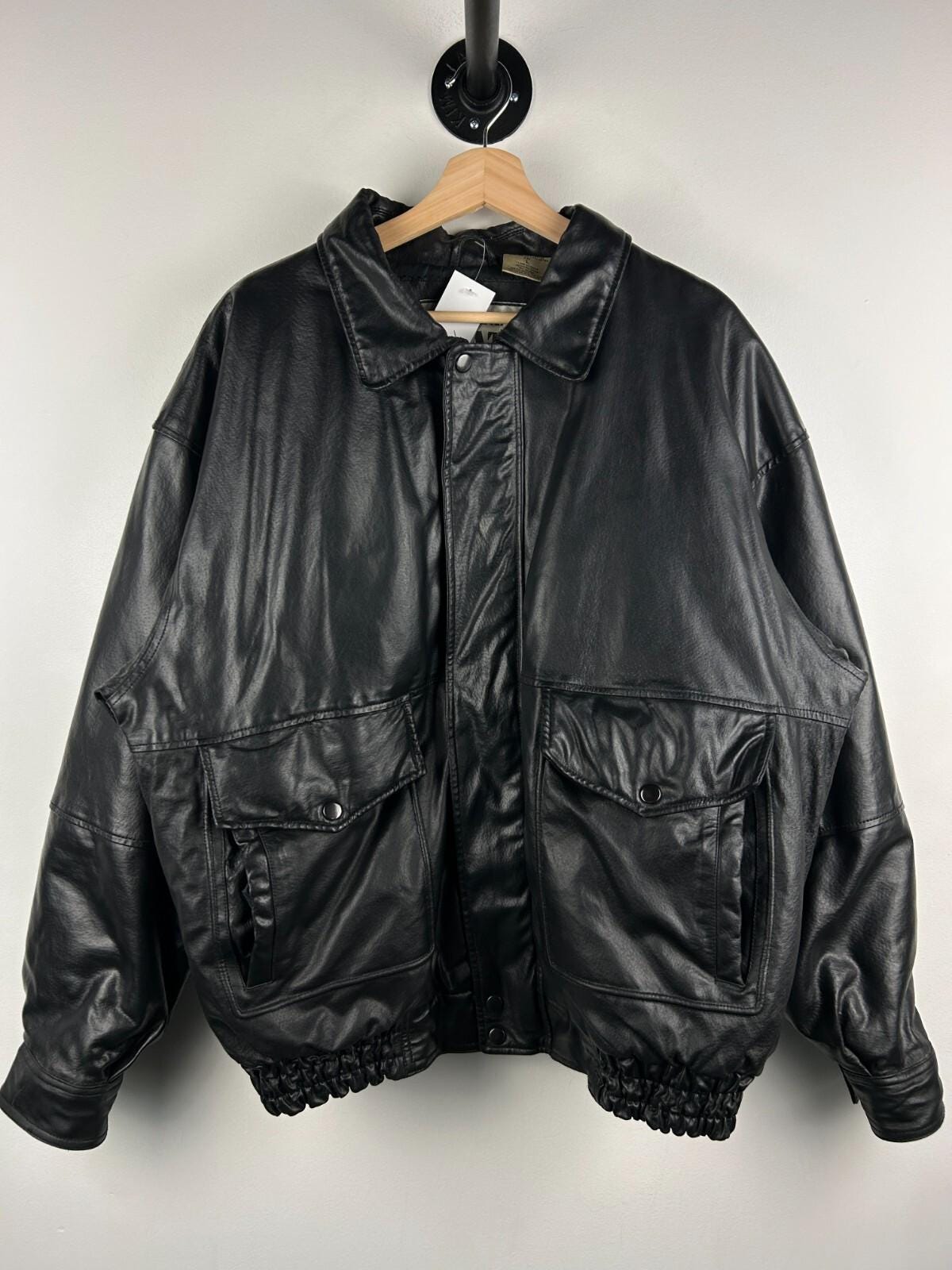 Vintage 90s Amati Black Leather Bomber Jacket Size L Graphic Tee – Cozy Vibes · Trending Graphic Apparel