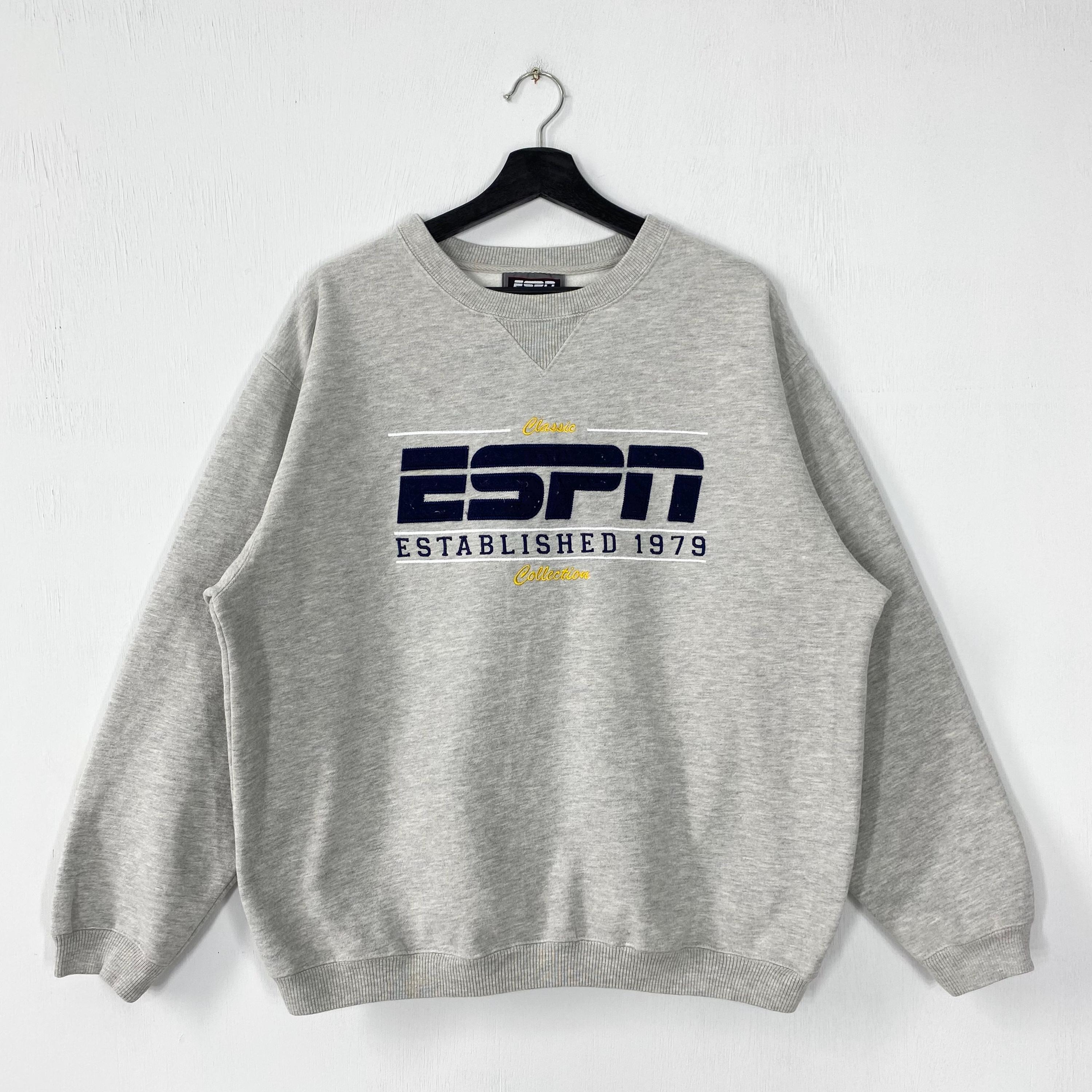 Vintage ESPN Sweatshirt ESPN Crewneck Sport Center Sweater Pullover ESPN Sport Center Embroidered Logo Grey Large Sweatshirt – Premium Graphic · High-Quality Print