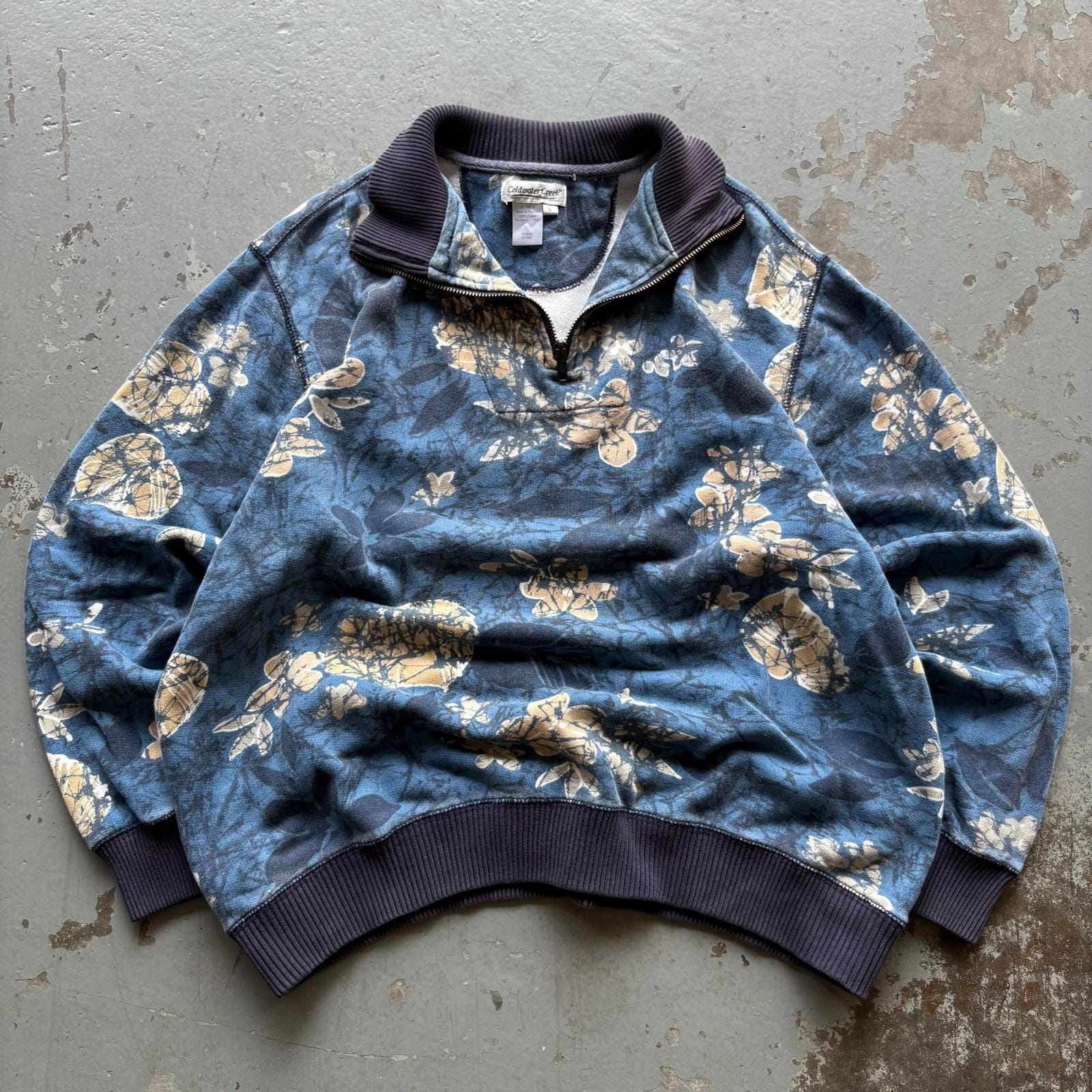 Vintage 90s Y2K Hawaiian Floral AOP Quarter Zip Sweatshirt Sweatshirt – Cozy Vibes · Perfect For Daily Wear