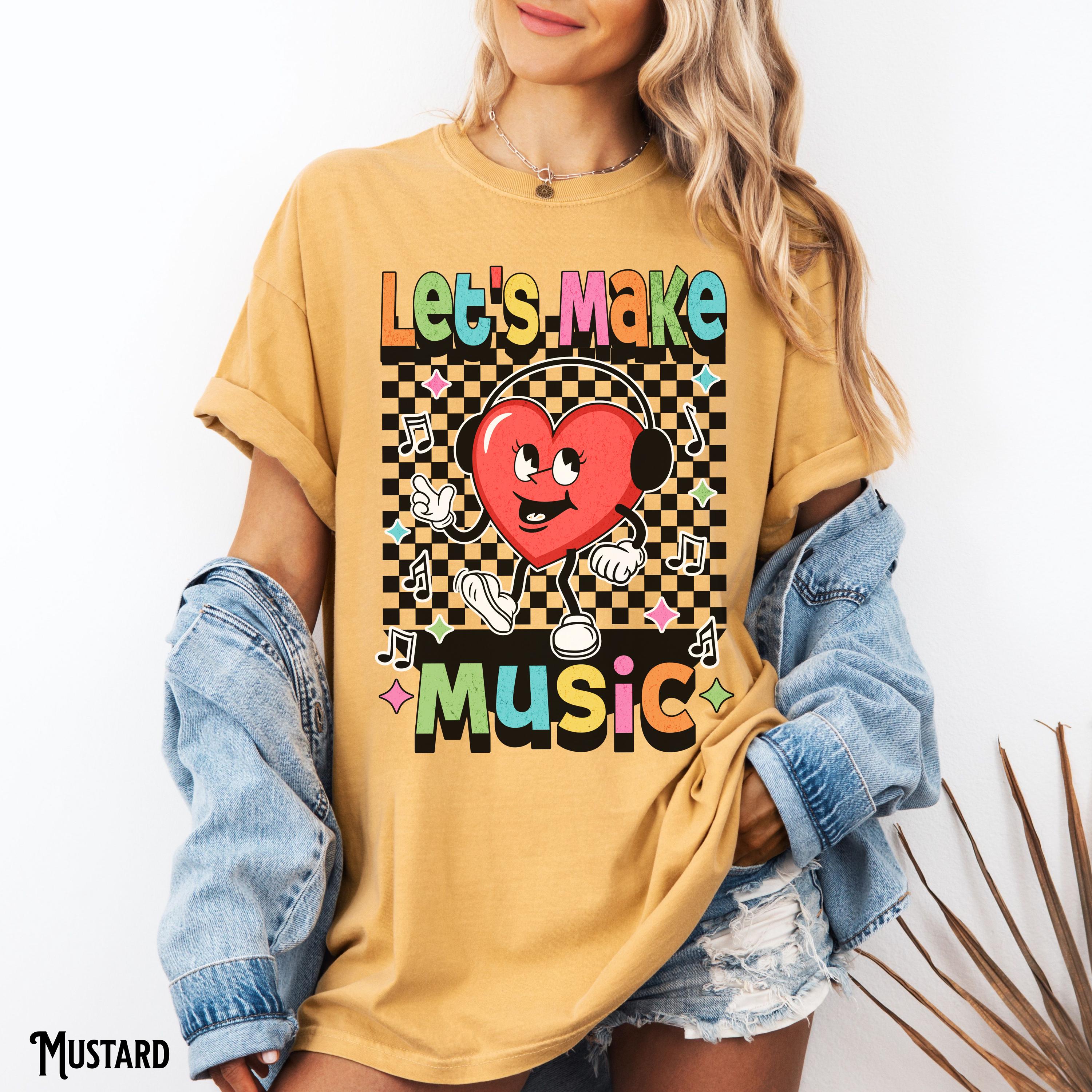 Music Teacher Shirt Music Class T Shirt Chorus Teacher Tee Back To School Band Retro Let39s Make Music Teacher Gift Graphic Tee – Soft Feel · Trending Graphic Apparel