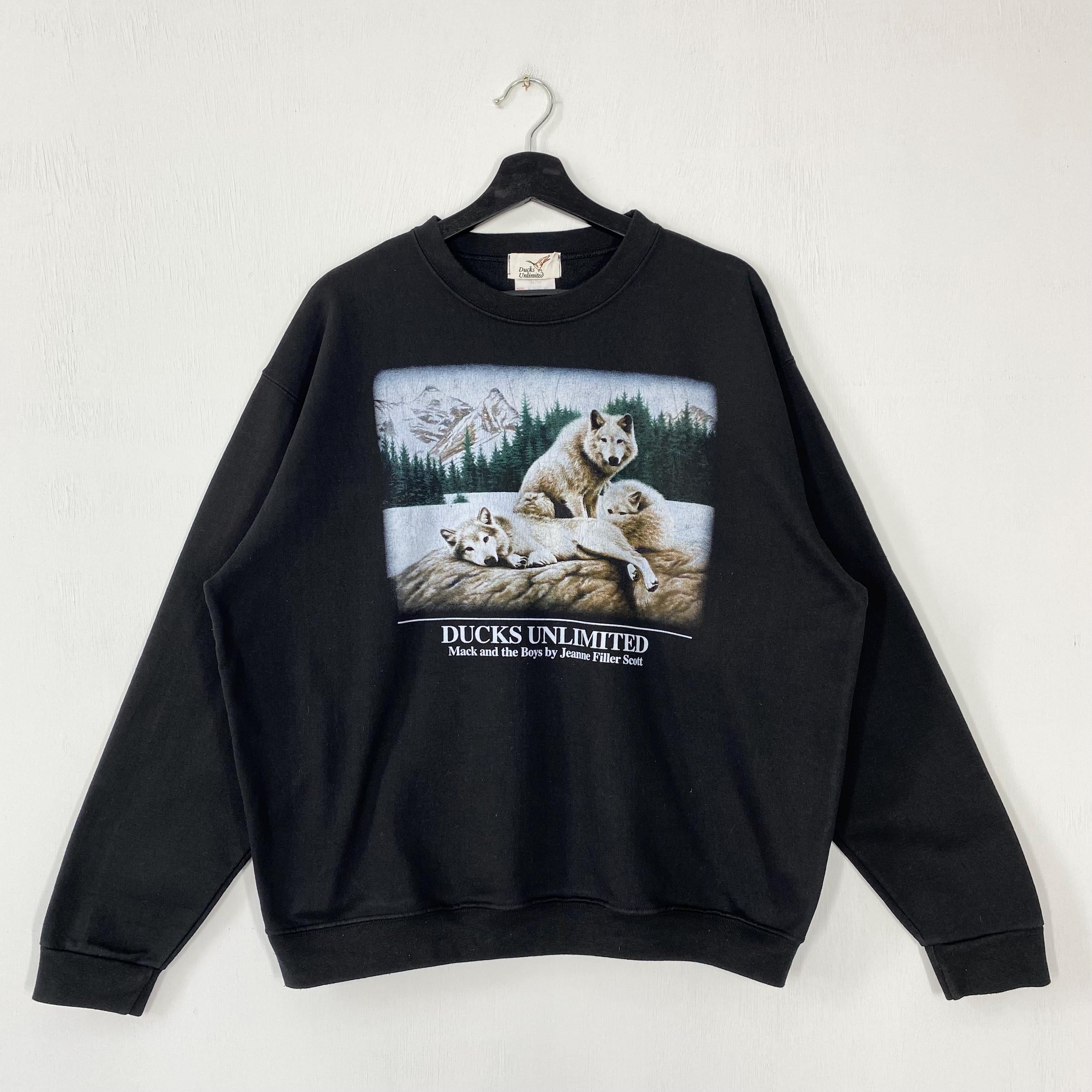 Vintage 90s Outdoor Outfitters Sweatshirt Wolf Crewneck Deer Sweater Pullover Wildlife Dog Eagle Wolf Ducks Unlimited Print Logo Large Sweatshirt – Cozy Vibes · Great Gift For Fans