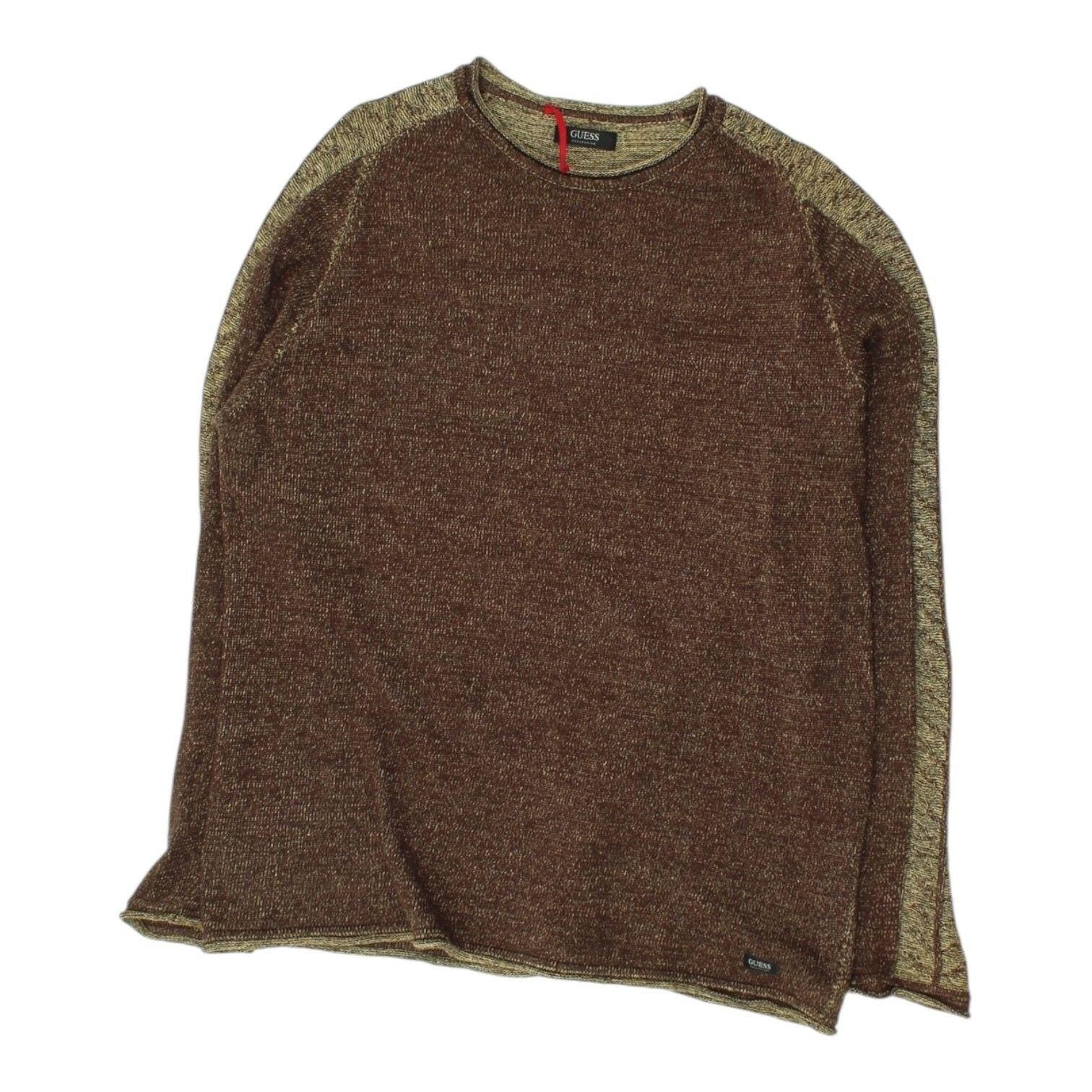 Guess Brown Mens Jumper Vintage Designer Smart Pullover Crew Neck Knit Sweater Graphic Tee – Bold Style · Perfect For Daily Wear