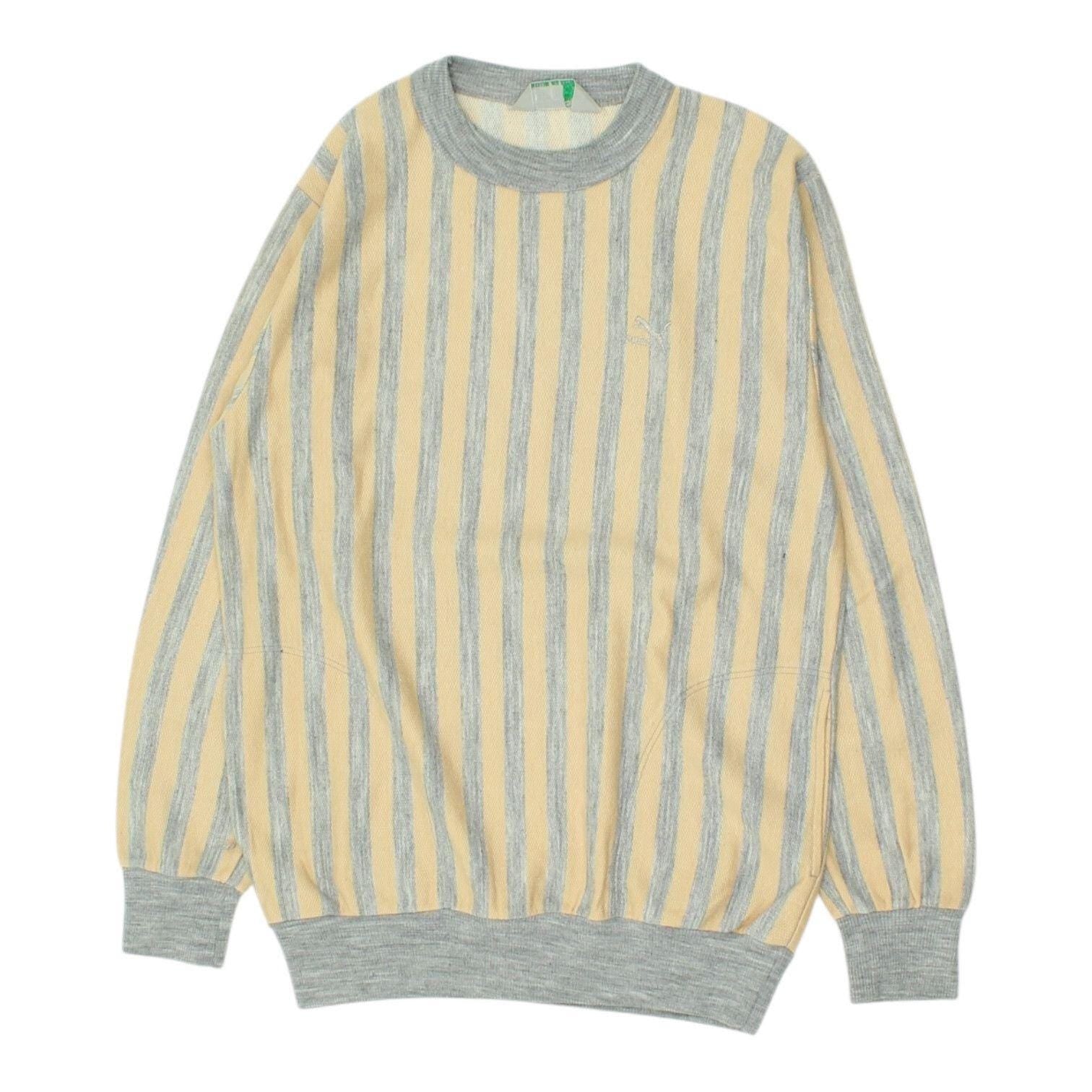 Vintage Mens Puma Sweatshirt Casual Sports Designer Yellow Grey Striped Sweatshirt – Cozy Vibes · Great Gift For Fans
