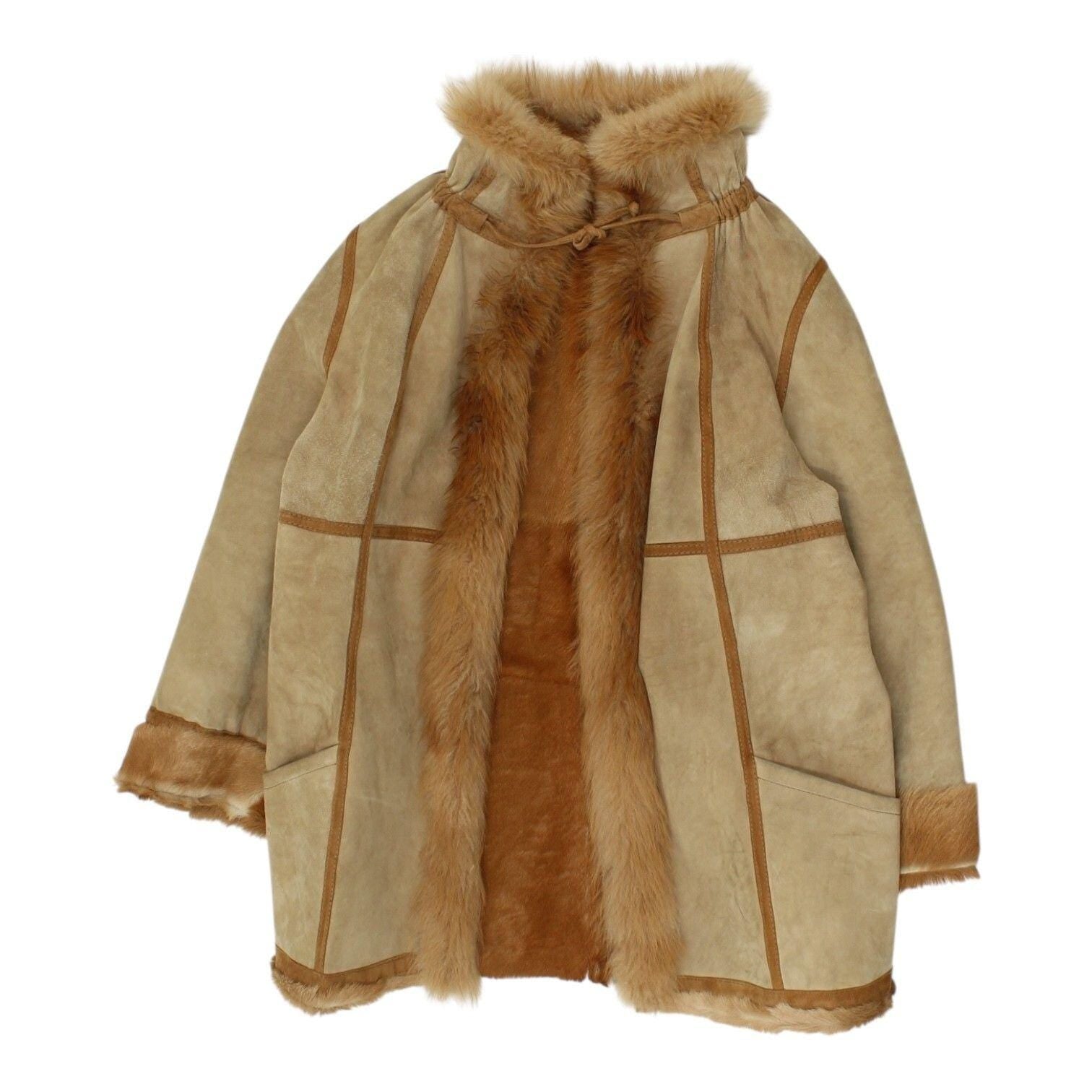 Womens Suede Fur Coat Vintage Brown Outerwear Luxury High End Jacket Graphic Tee – Aesthetic Look · High-Quality Print