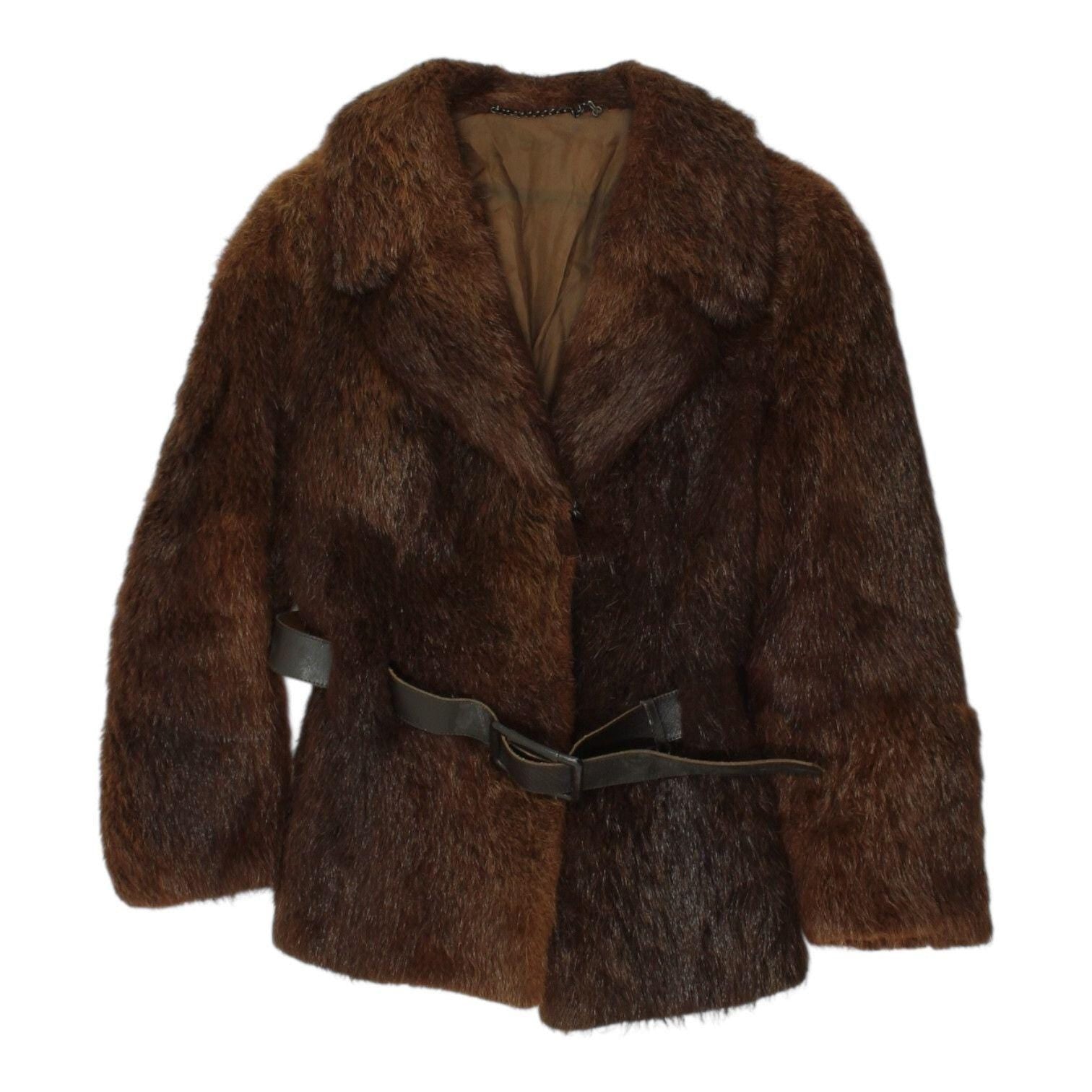 Womens Brown Fur Jacket Vintage High End Luxury Belted Elegant Coat Graphic Tee – Easygoing Wear · Top Pick For Any Outfit