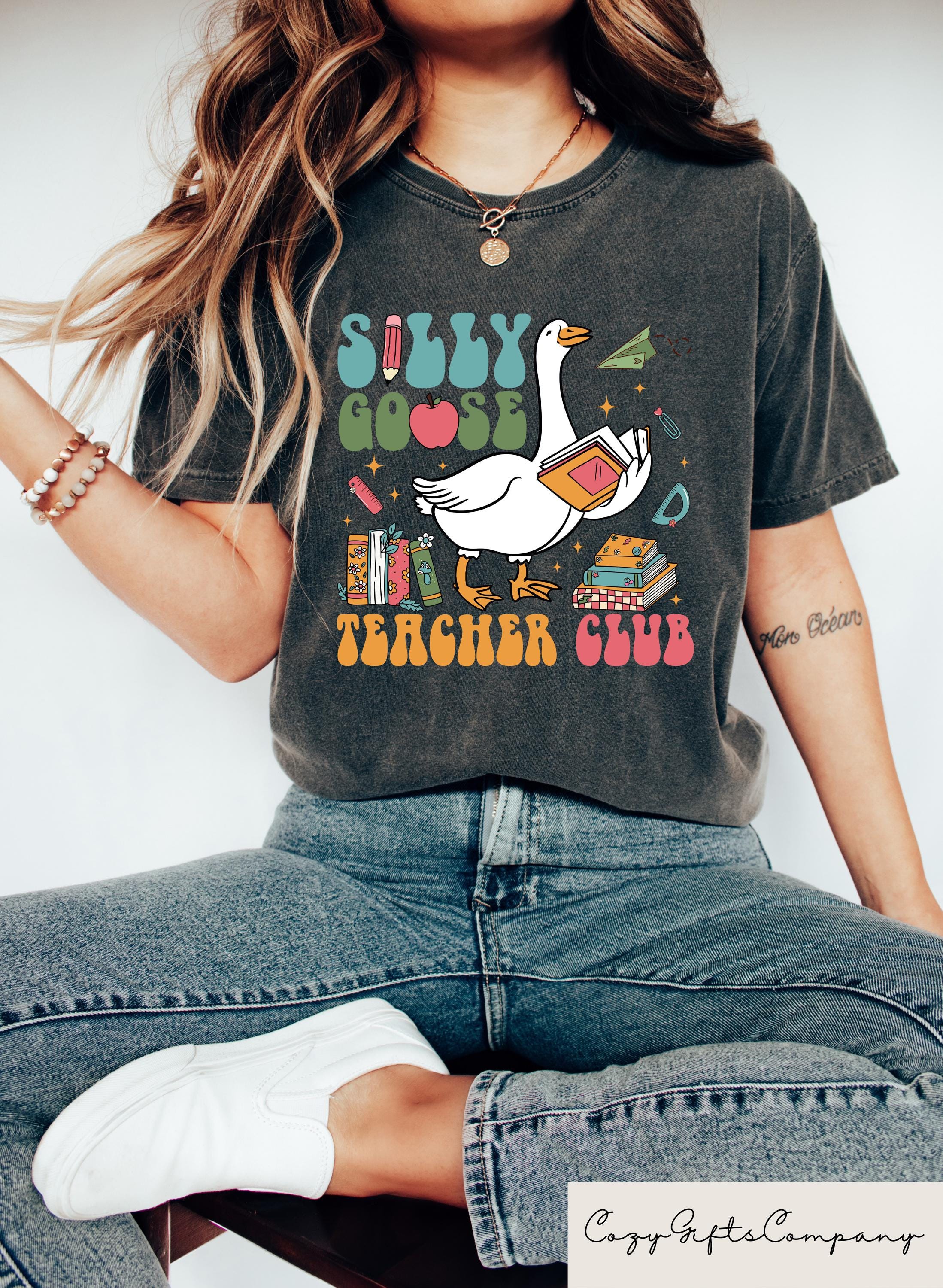 Retro Comfort Teacher Club T shirt Silly Goose Teacher Club Shirt Back To School Tee Funny Teacher Gift Teacher Appreciation Outfit Graphic Tee – Everyday Comfort · Top Pick For Any Outfit