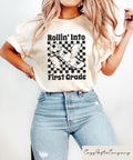 Rolling Into First Grade T shirt Funny School Shirt 1st Day Of School Sweatshirt Cute Skateboard Student Gift Back To School Tee Sweatshirt – Aesthetic Look · Must-Have Style