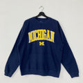 Vintage University Michigan Sweatshirt University Michigan Crewneck Michigan Sweater Pullover Michigan Wolverines Patch Logo Blue Large Sweatshirt – Bold Style · Trending Graphic Apparel