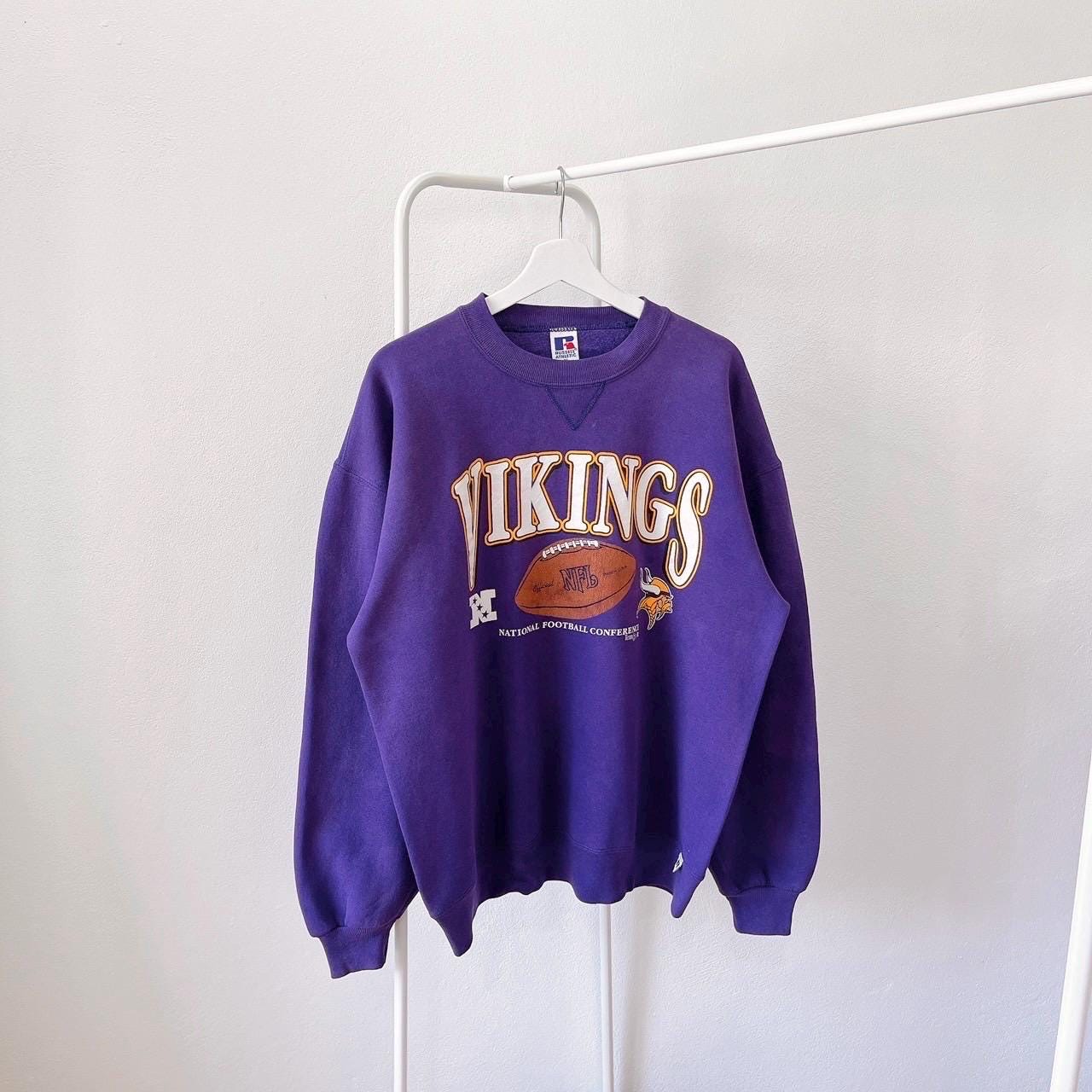 Vintage 90s Minnesota Vikings football NFL vintage Russell made in USA purple sweatshirt XL Sweatshirt – Everyday Comfort · Trending Graphic Apparel