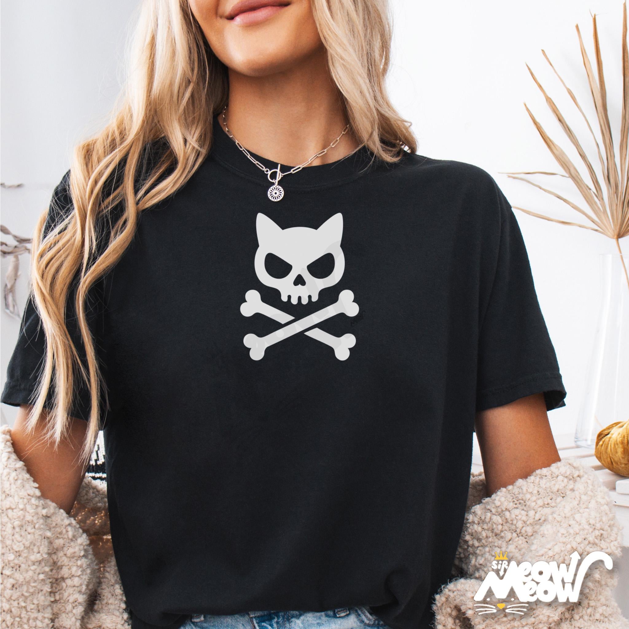 Cat Skull Crossbones T Shirt Gothic Kitty Punk Tee Alt Aesthetic Shirt Minimal Skeleton Graphic Graphic Tee – Premium Graphic · Trending Graphic Apparel