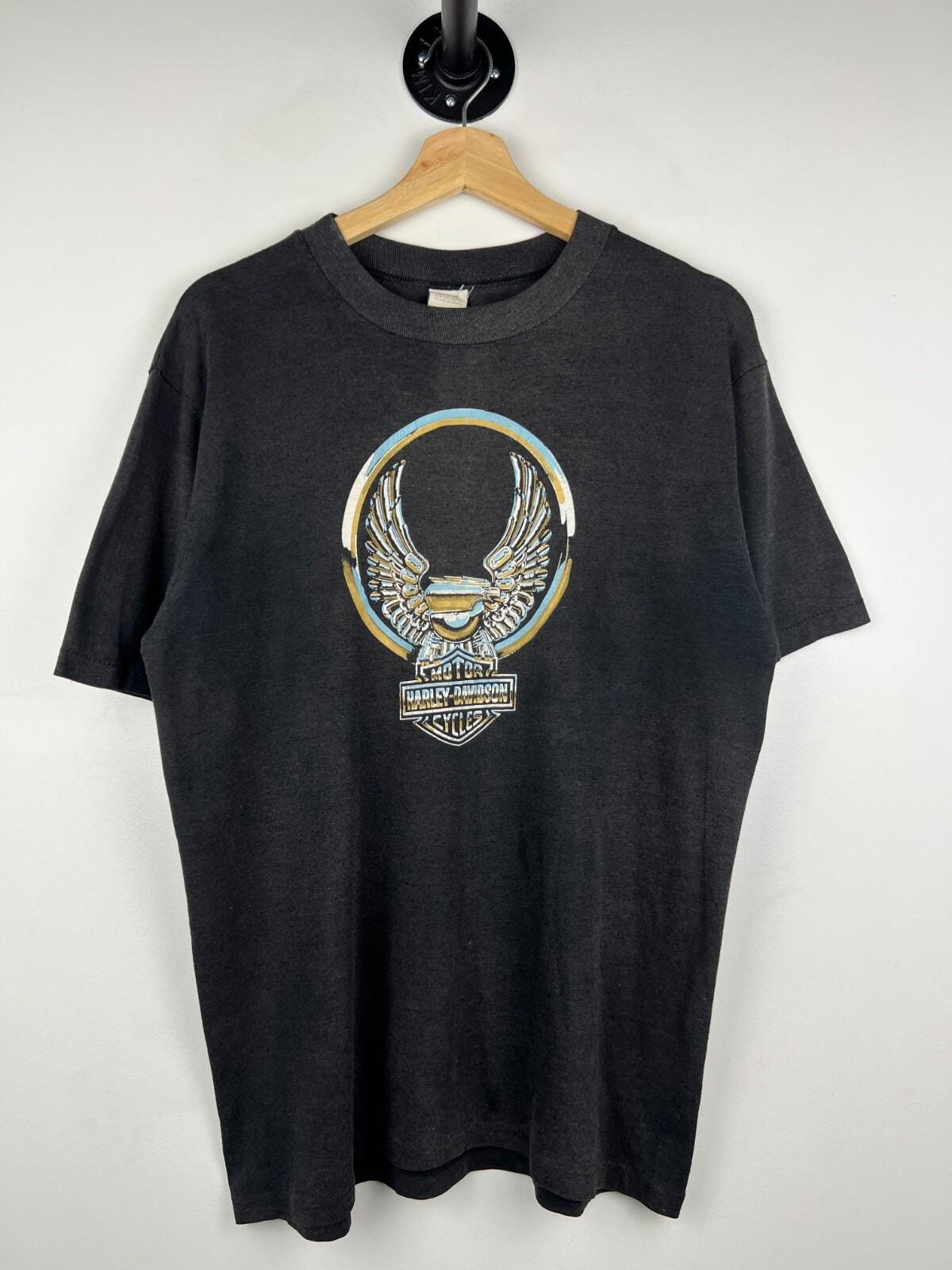 Vintage 80s Harley Davidson Mayo Spruce Chrome Eagle New York City Black Tee XL Graphic Tee – Bold Style · Perfect For Daily Wear