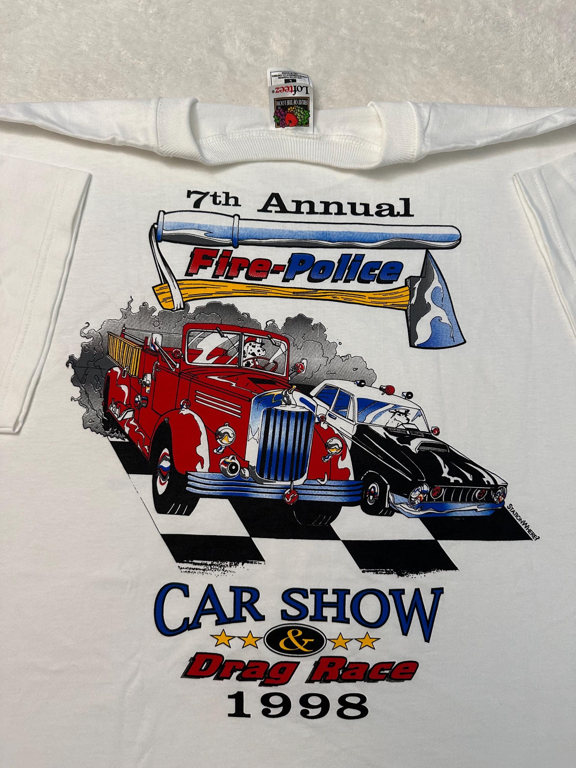 Vintage 1990s 90s Fire Police Drag Race Car Show Event Promo Art T Shirt NEW L Graphic Tee – Cozy Vibes · Top Pick For Any Outfit