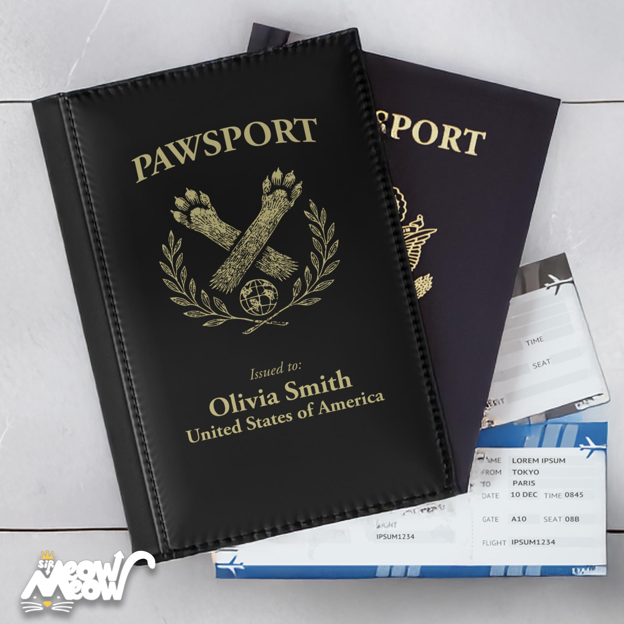 Custom PawSport Passport Cover Personalized Name RFID Blocking Dog Lover Gift Black Faux Leather Travel Wallet Fun Pet Accessory Graphic Tee – Premium Graphic · Must-Have Style